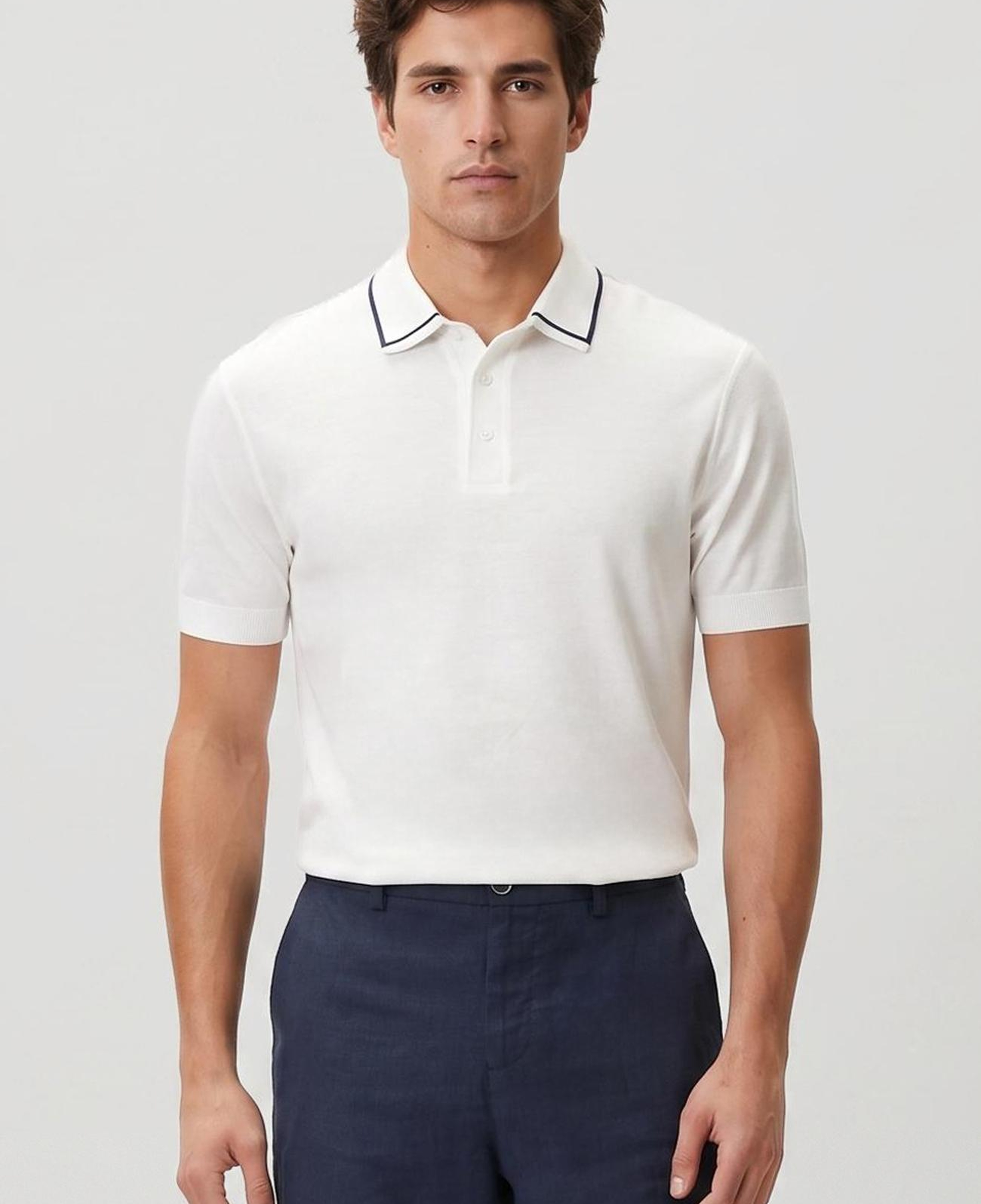 Network Erkek Beyaz Polo Yaka T-shirt