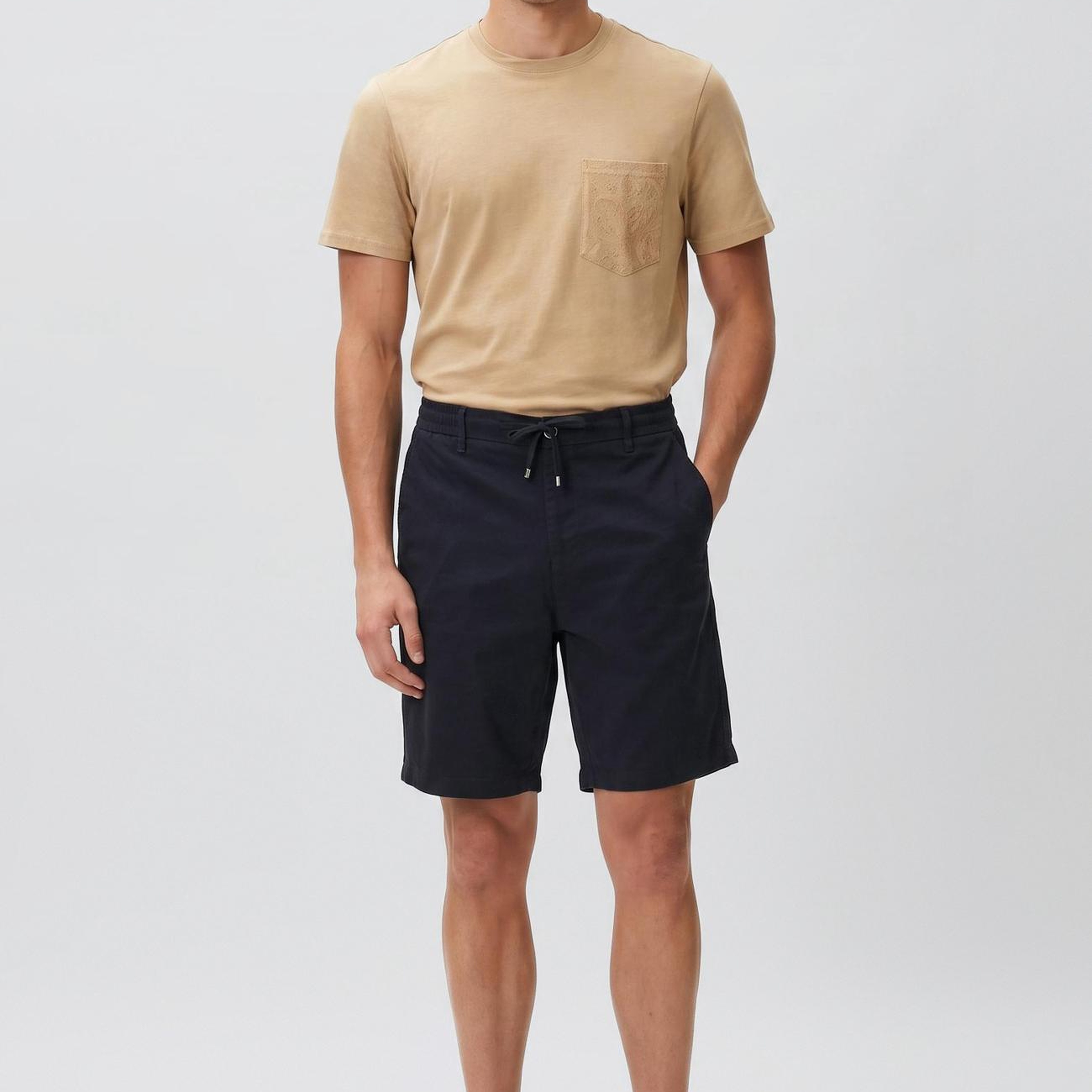 Network Erkek Slim Fit Lacivert Keten Karışımlı Dokuma Şort
