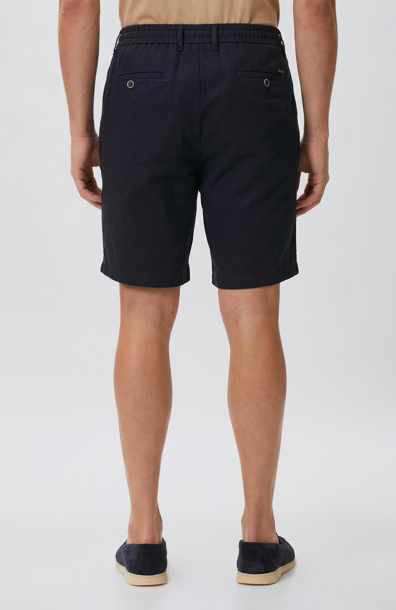 Network Erkek Slim Fit Lacivert Keten Karışımlı Dokuma Şort