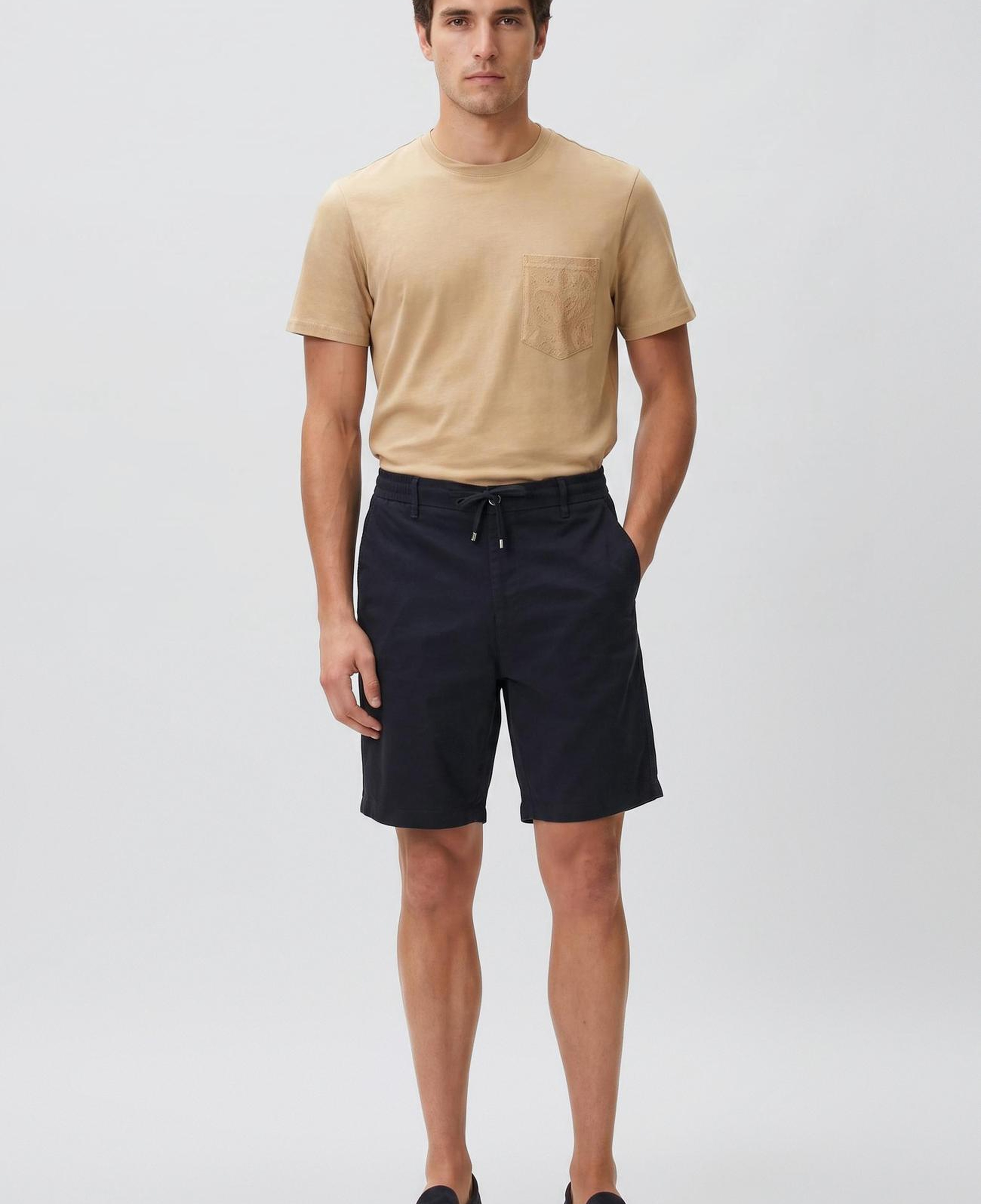 Network Erkek Slim Fit Lacivert Keten Karışımlı Dokuma Şort