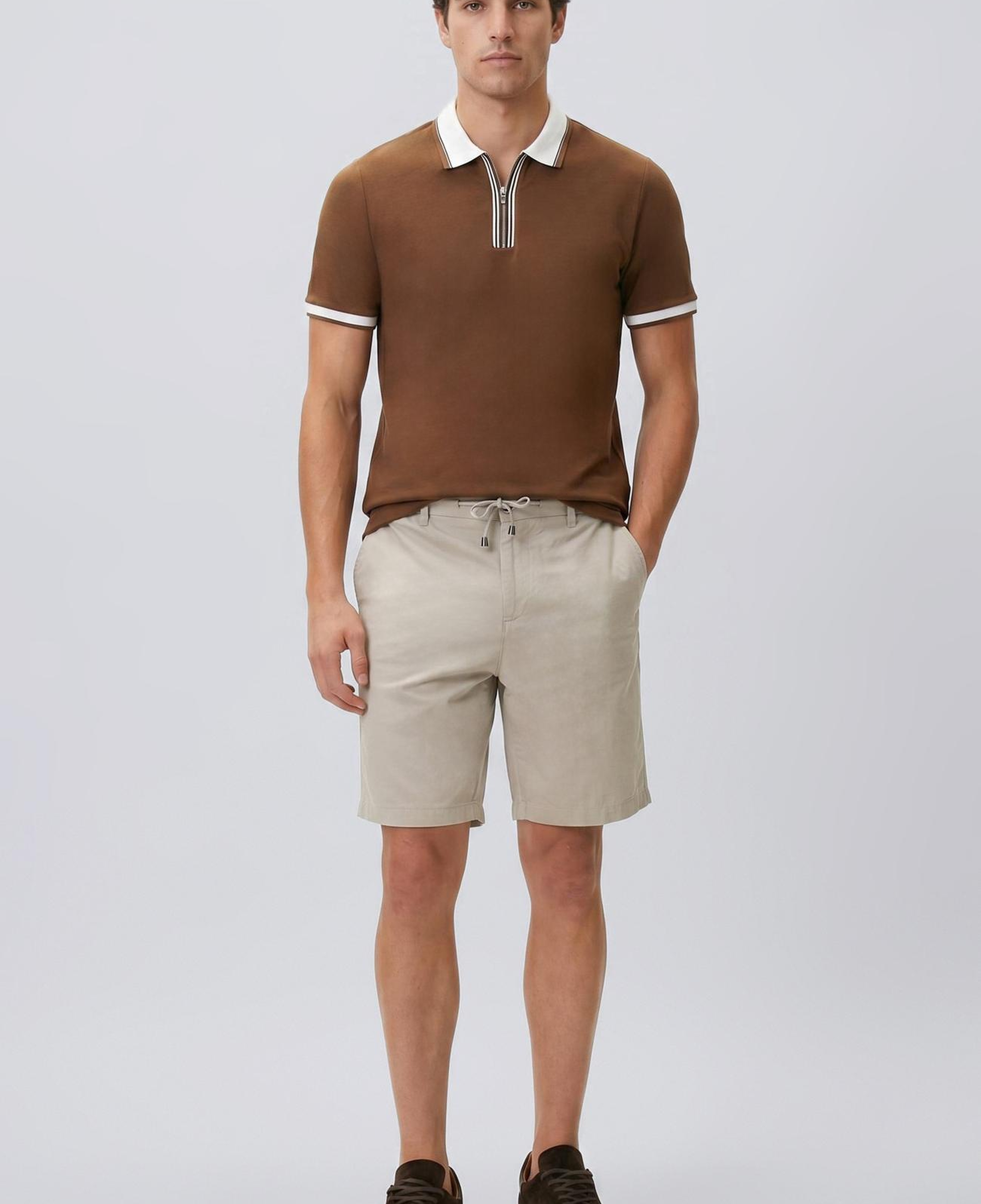 Network Erkek Slim Fit Vizon Keten Karışımlı Dokuma Şort