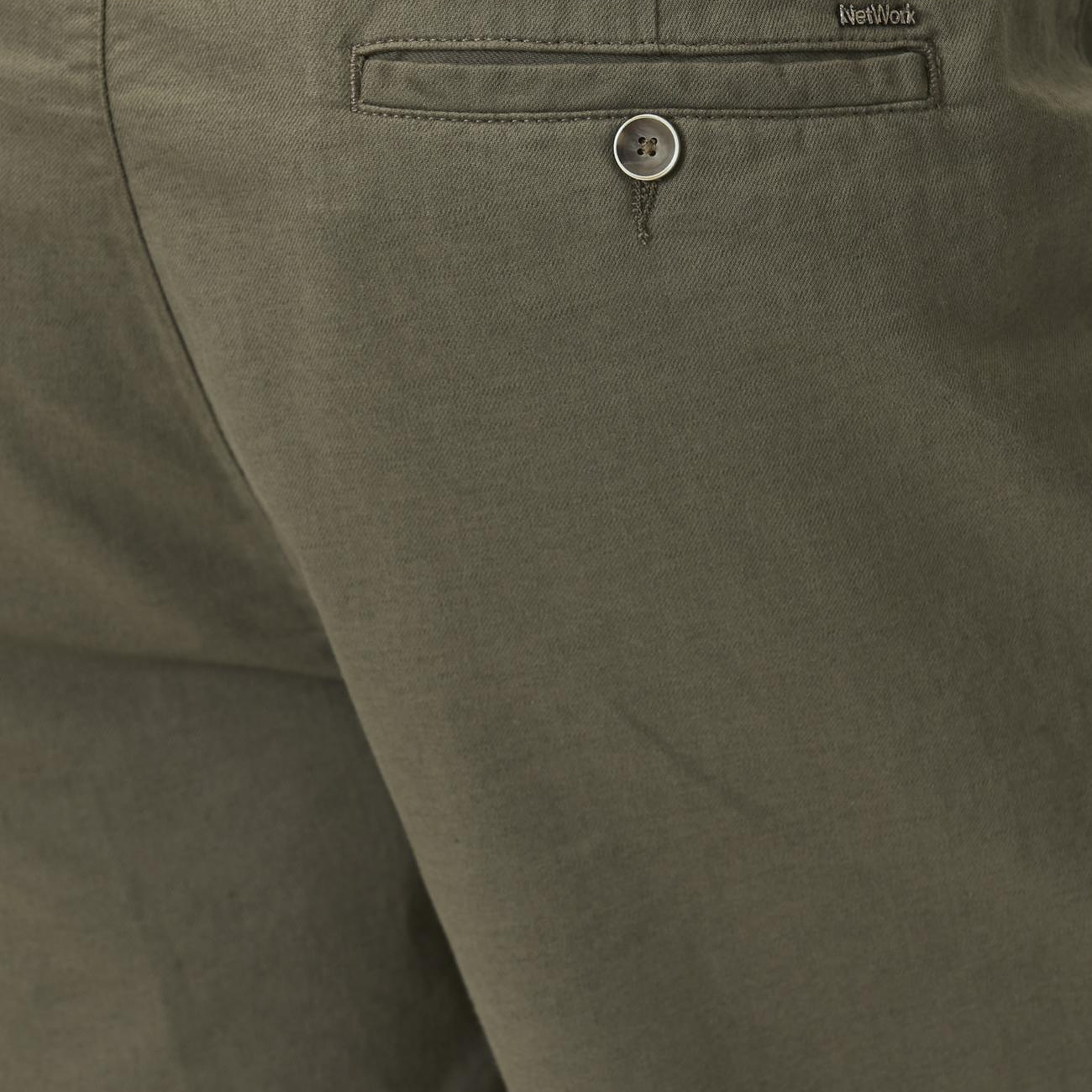 Network Erkek Slim Fit Haki Keten Karışımlı Dokuma Şort