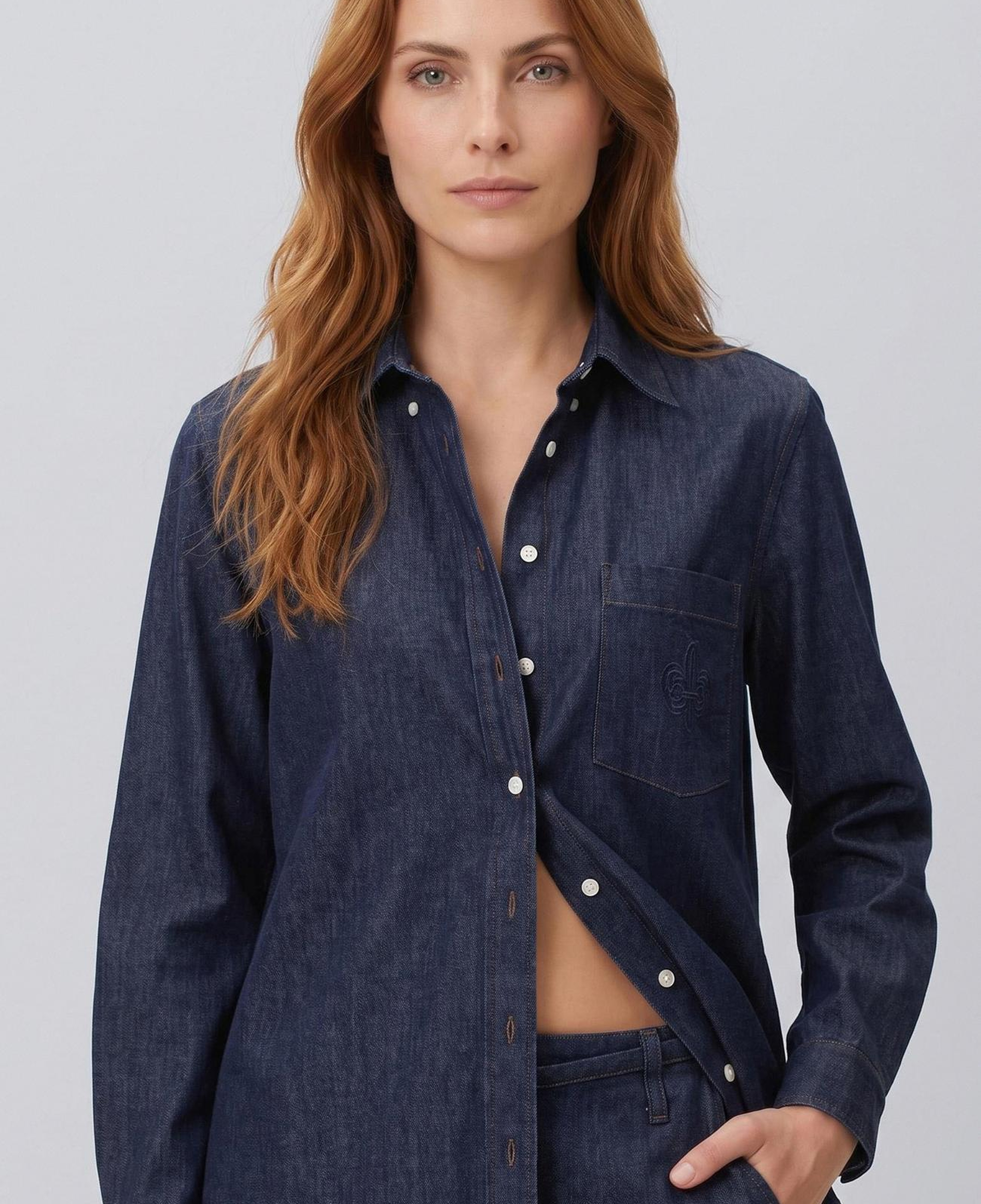 Network Kadın Lacivert Tencel Denim Gömlek