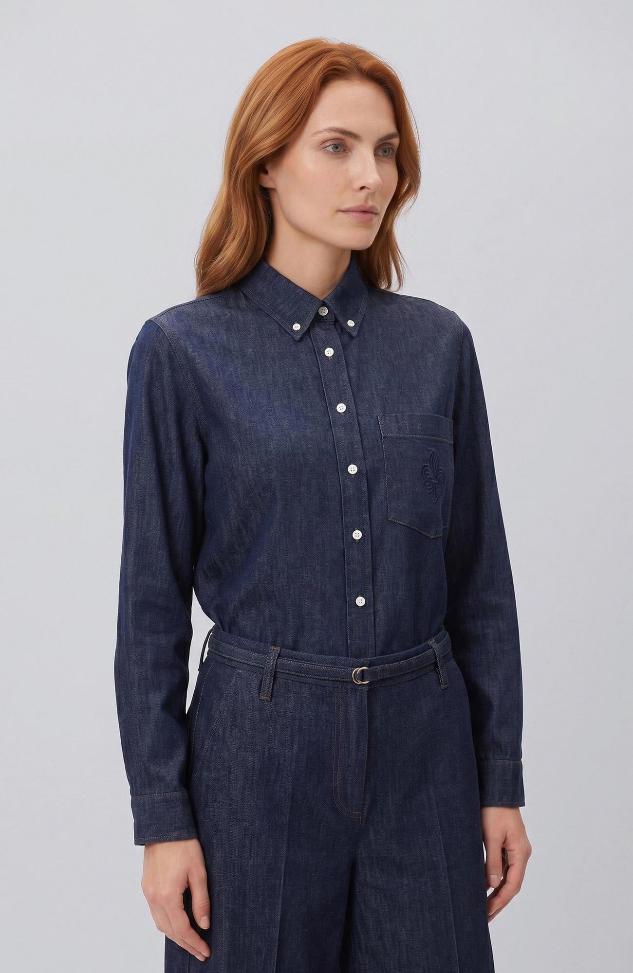 Network Kadın Lacivert Tencel Denim Gömlek
