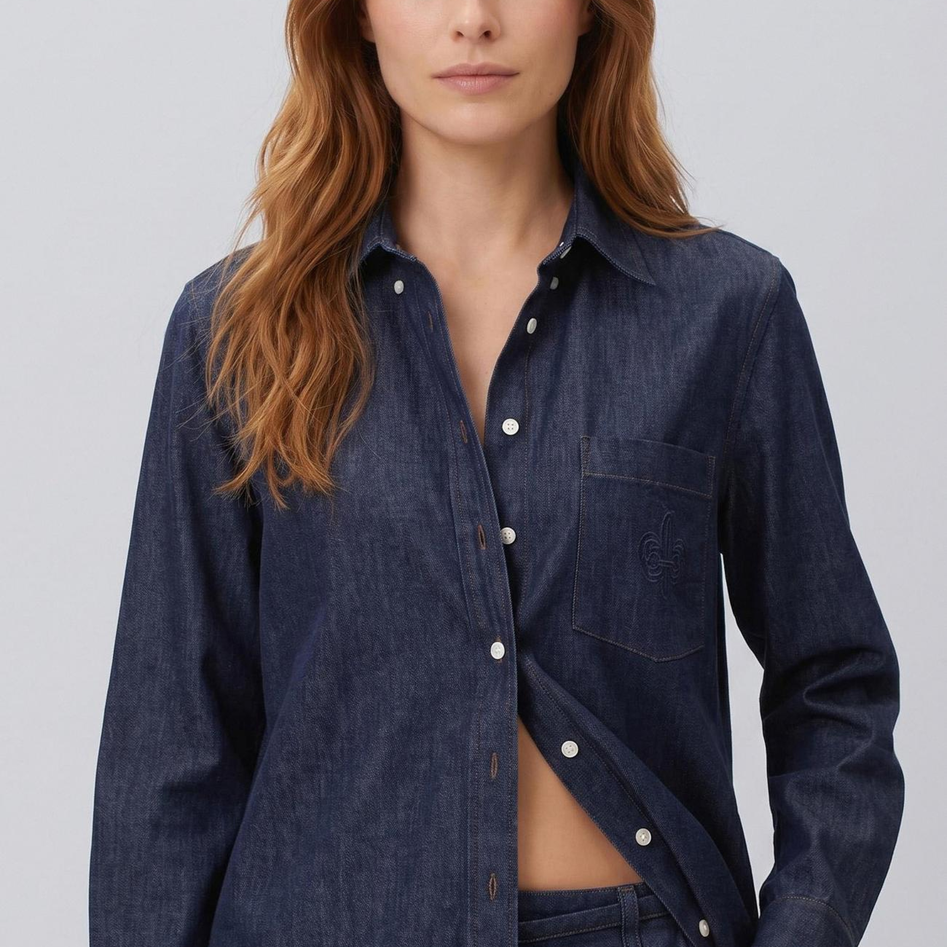 Network Kadın Lacivert Tencel Denim Gömlek