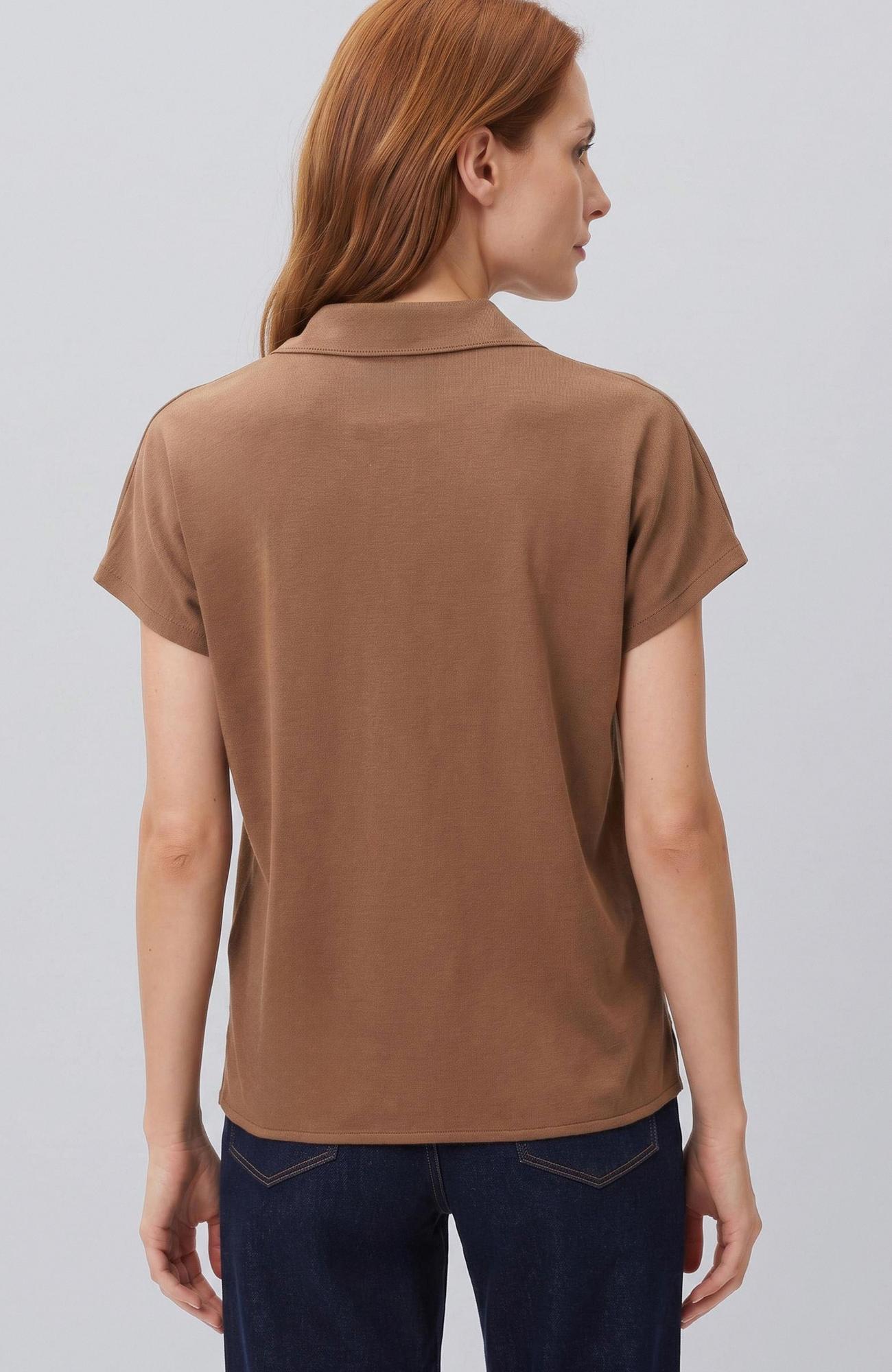 Network Kadın Kahverengi Gömlek Yaka T-shirt
