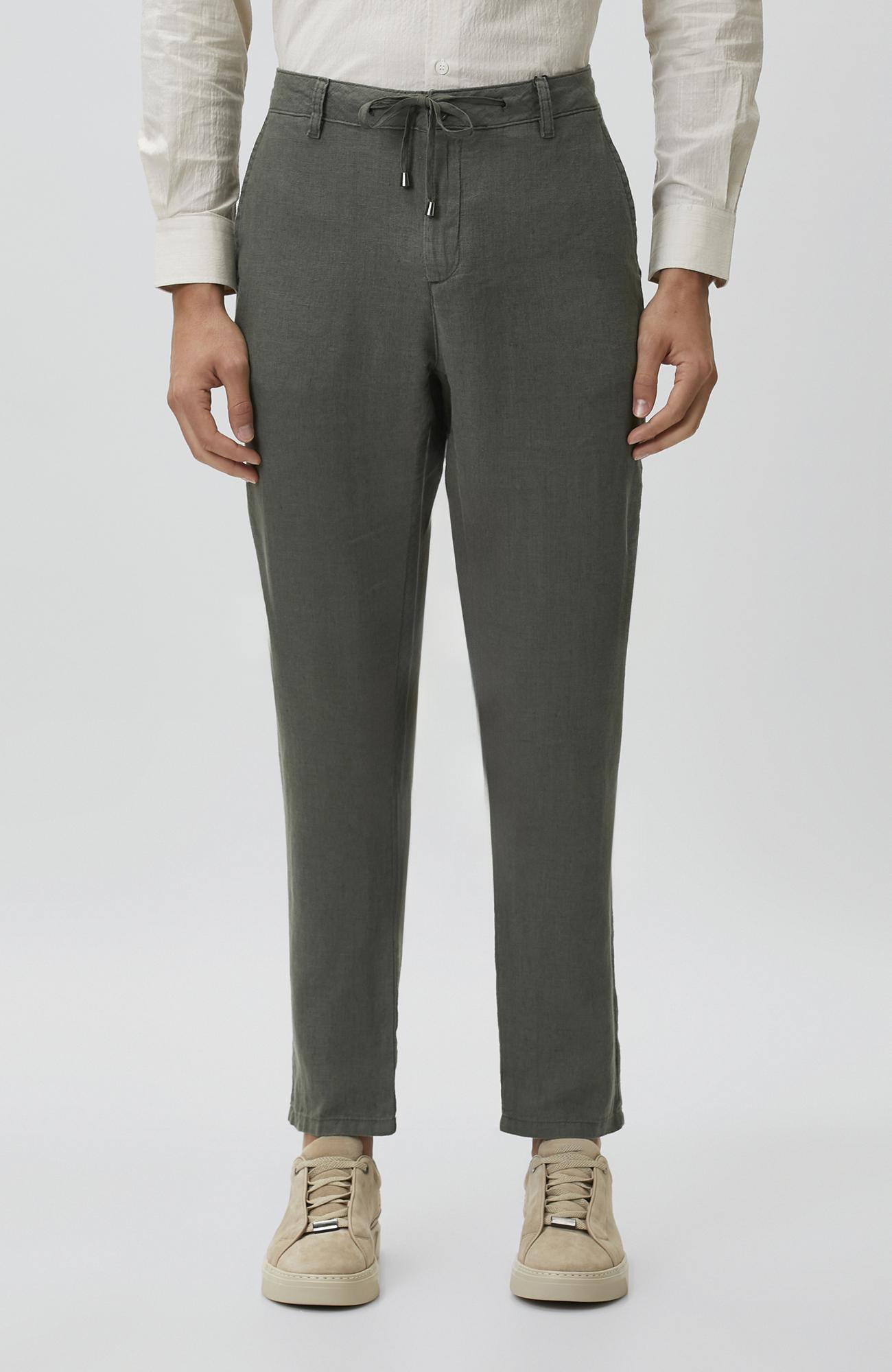 Network Erkek Haki Keten Jogger Pantolon