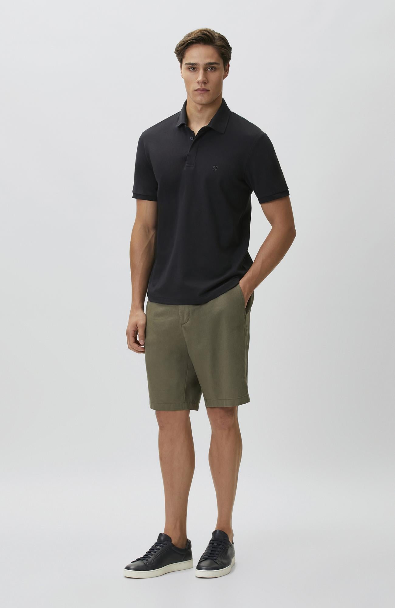 Network Erkek Lacivert Fermuarlı Polo Yaka Pike Desen T-shirt