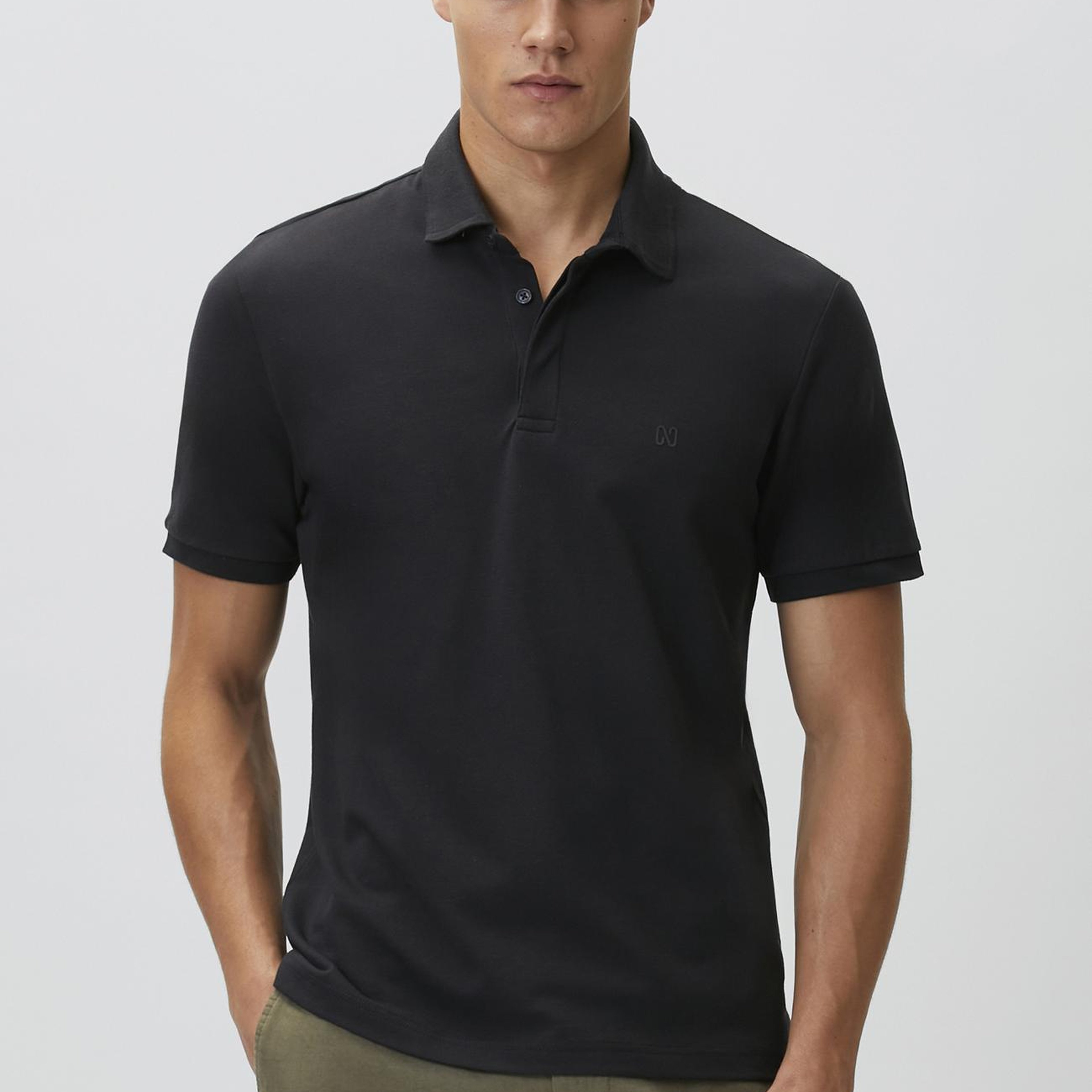 Network Erkek Lacivert Fermuarlı Polo Yaka Pike Desen T-shirt