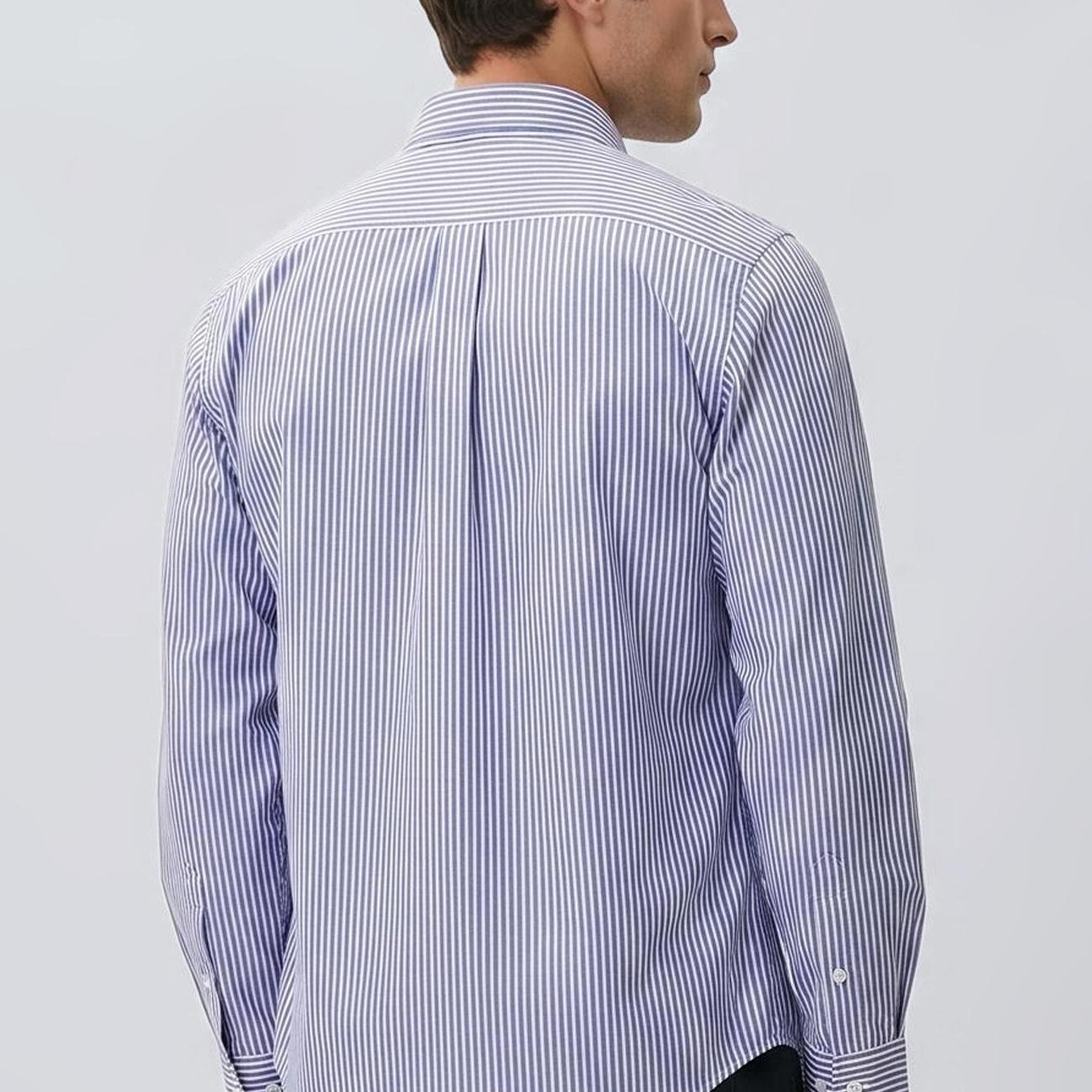 Network Erkek Comfort Fit Lacivert Beyaz Çizgili Gömlek