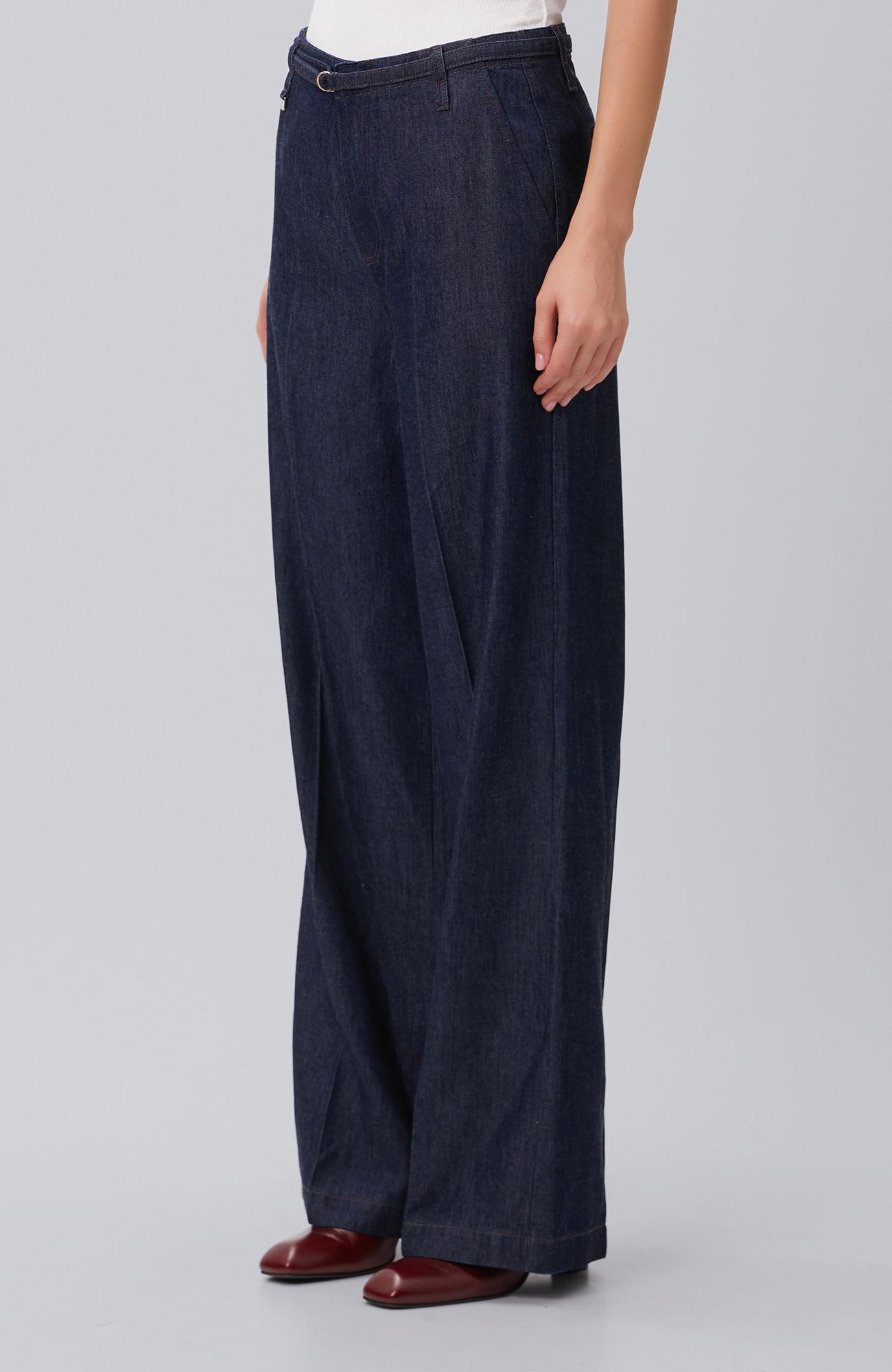 Network Kadın Lacivert Ütü İzli Wide Straight Denim Pantolon