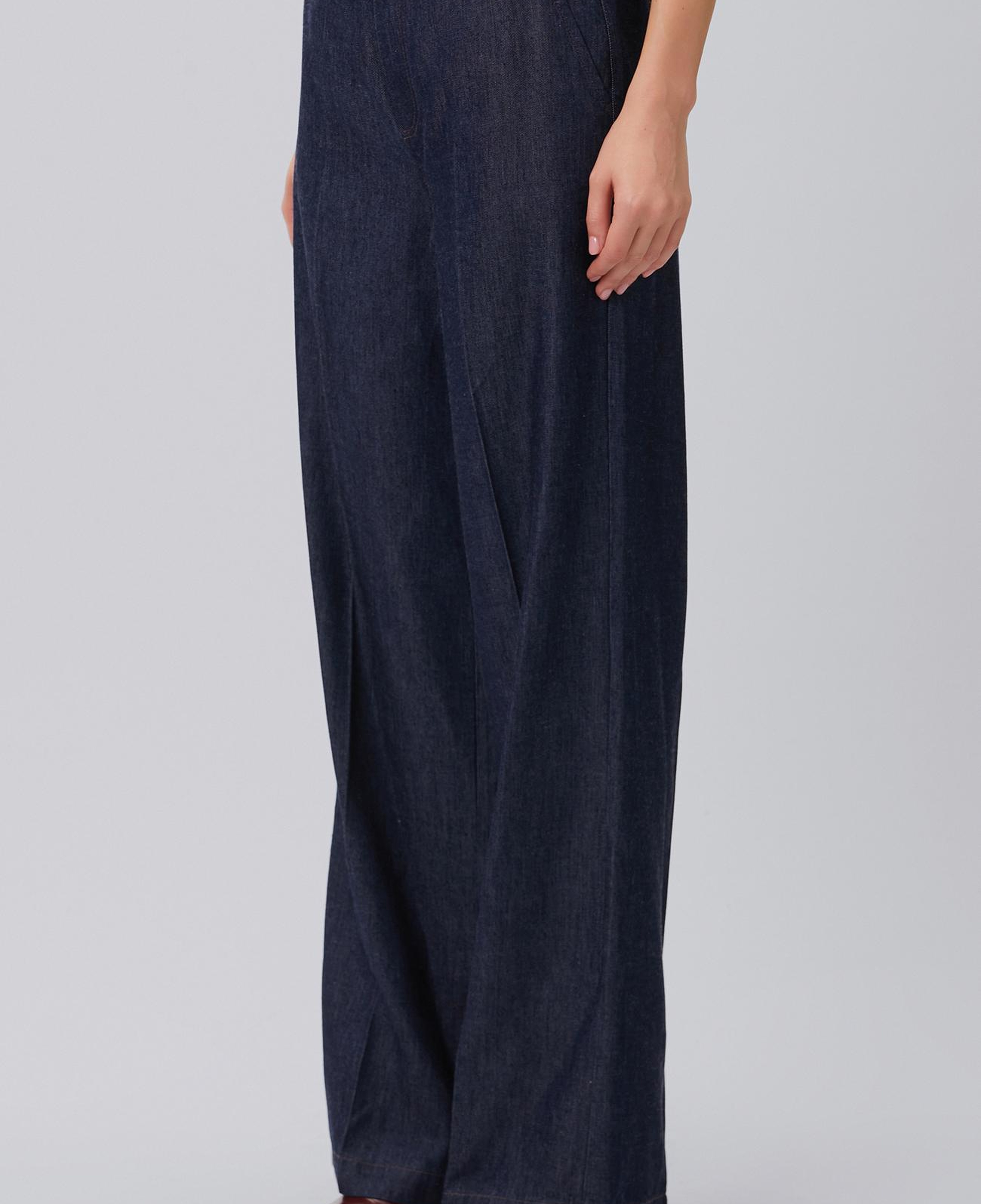 Network Kadın Lacivert Ütü İzli Wide Straight Denim Pantolon