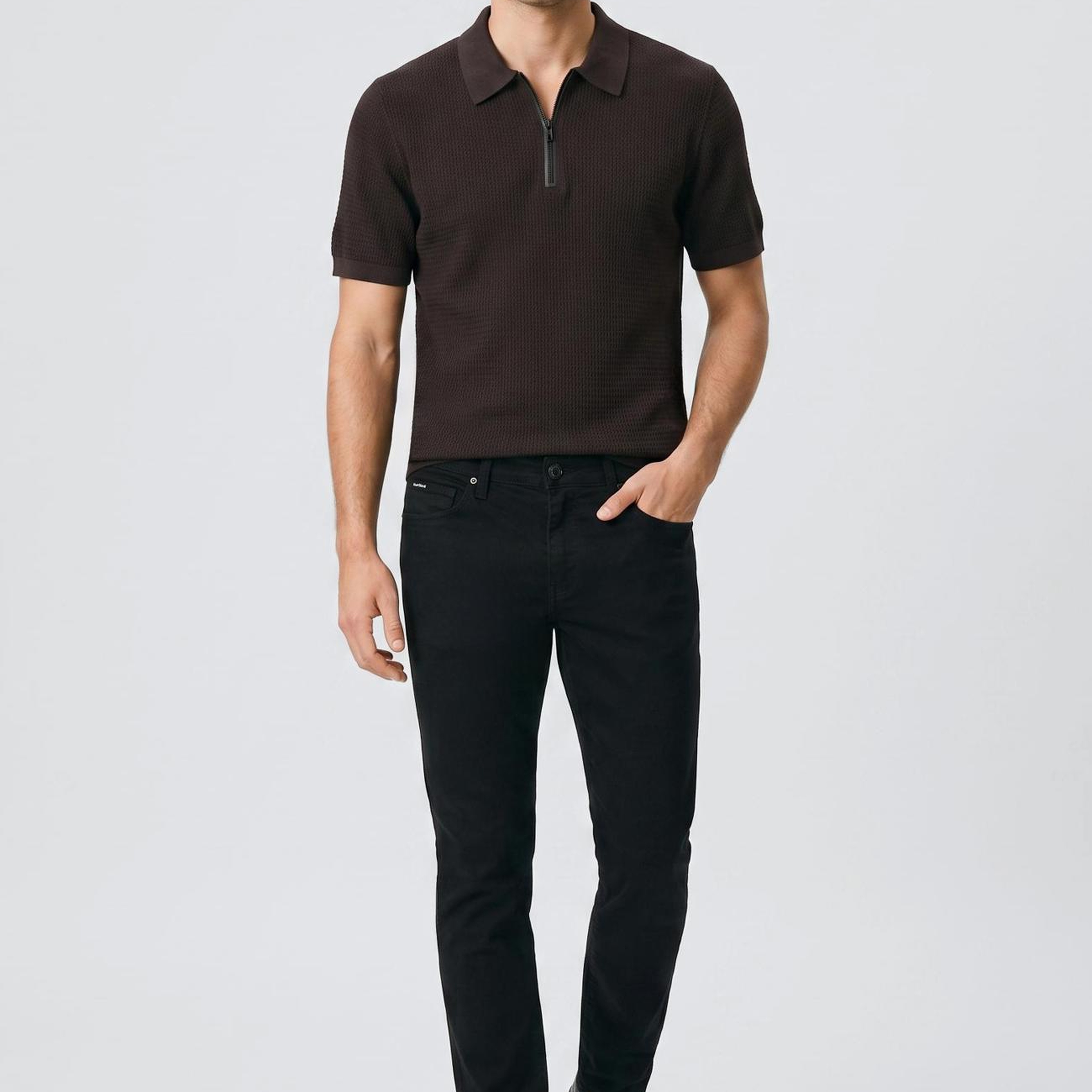 Network Erkek Kahverengi Polo Rayon Triko Kazak