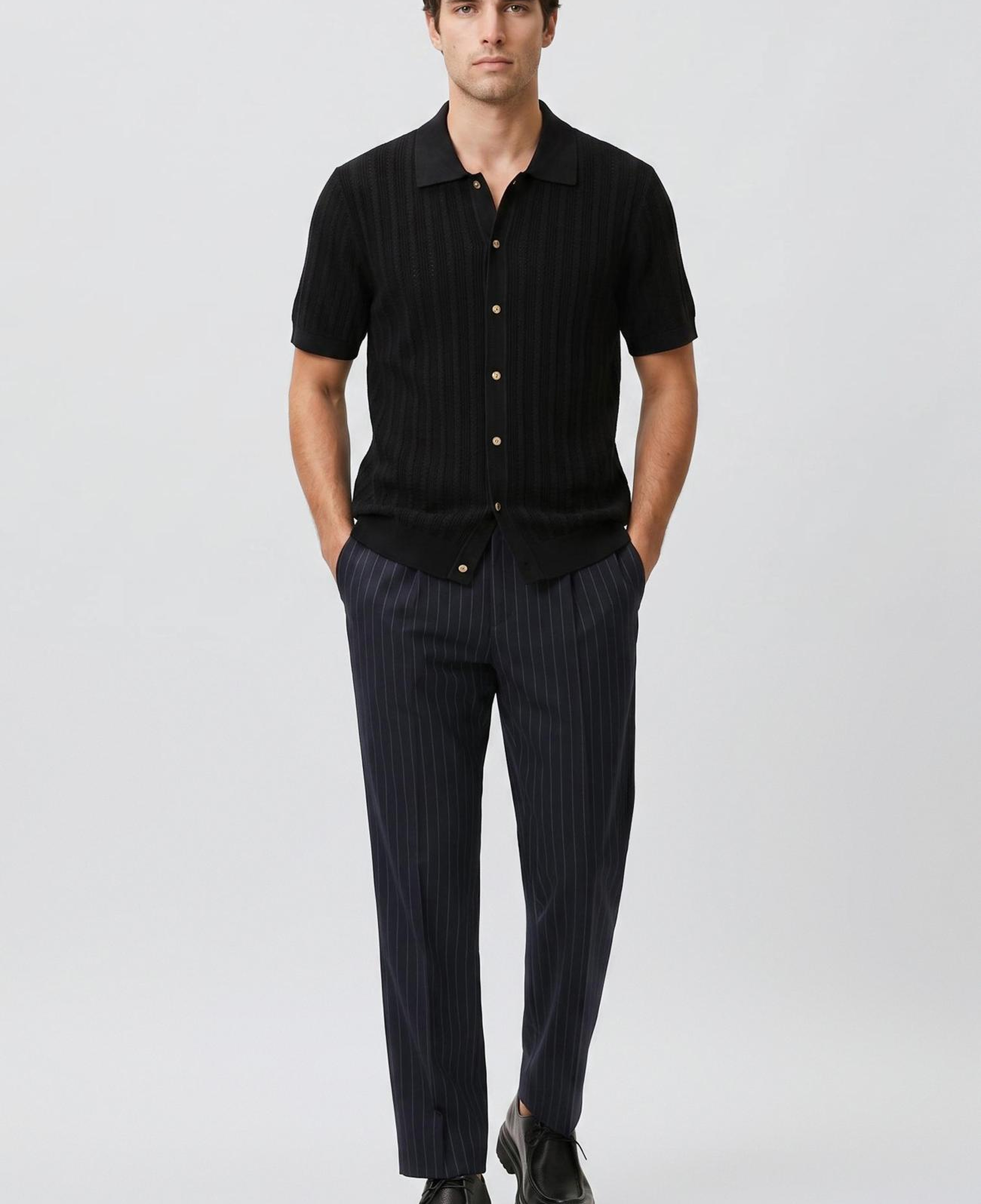 Network Erkek Siyah Polo Rayon Triko Gömlek