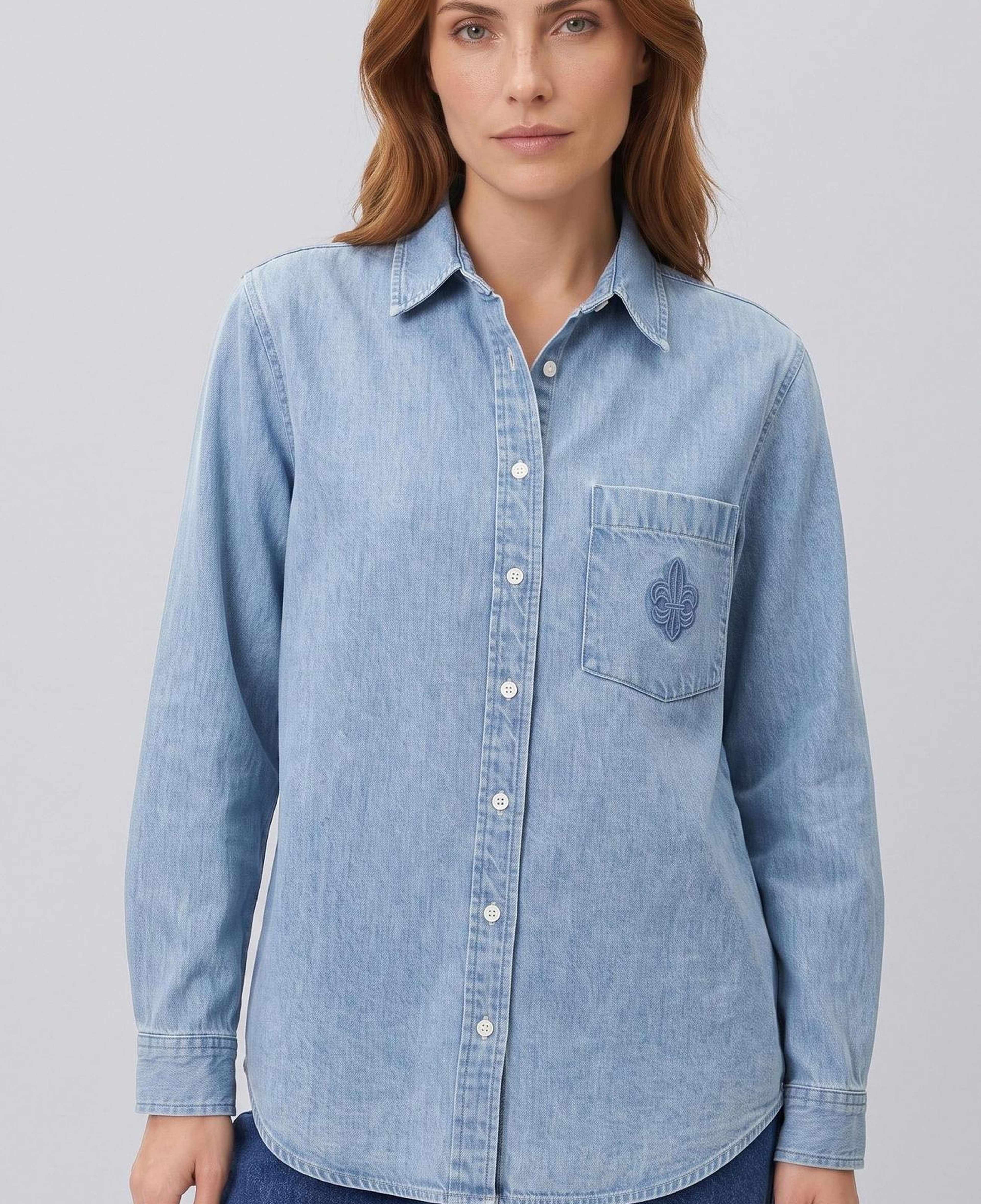 Network Kadın Açık İndigo Tencel Denim Gömlek
