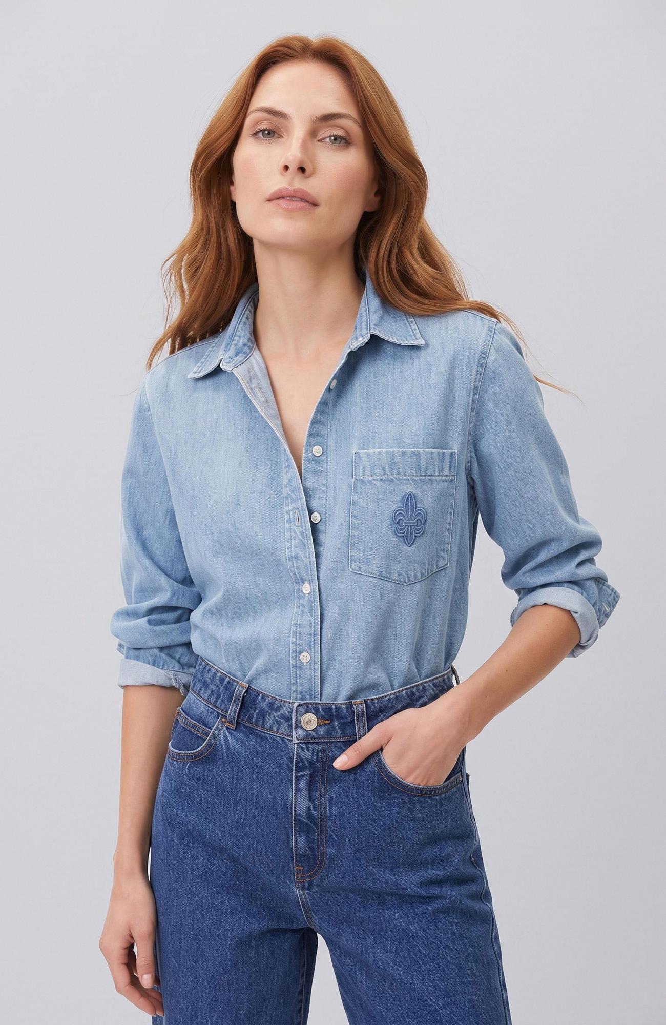 Network Kadın Açık İndigo Tencel Denim Gömlek
