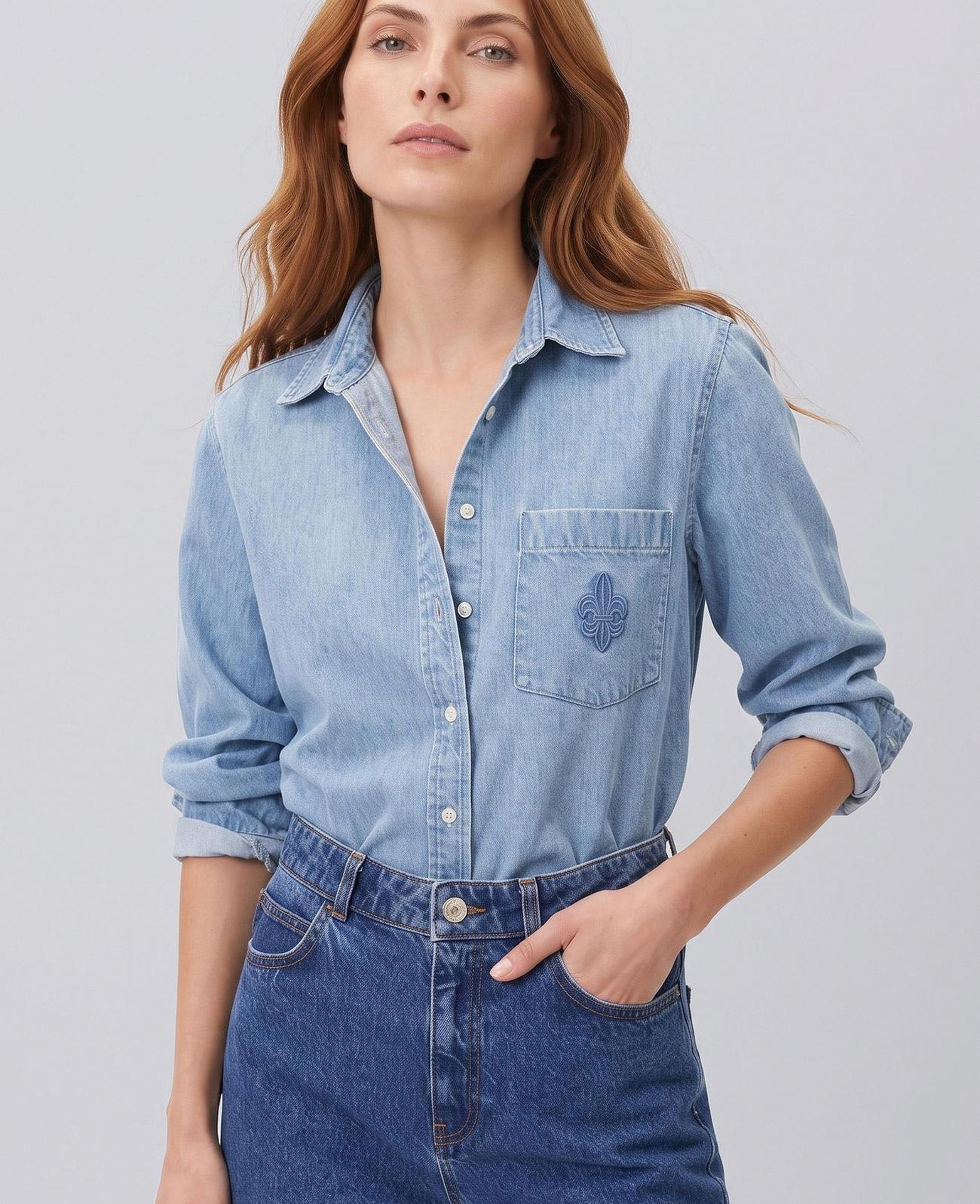 Network Kadın Açık İndigo Tencel Denim Gömlek