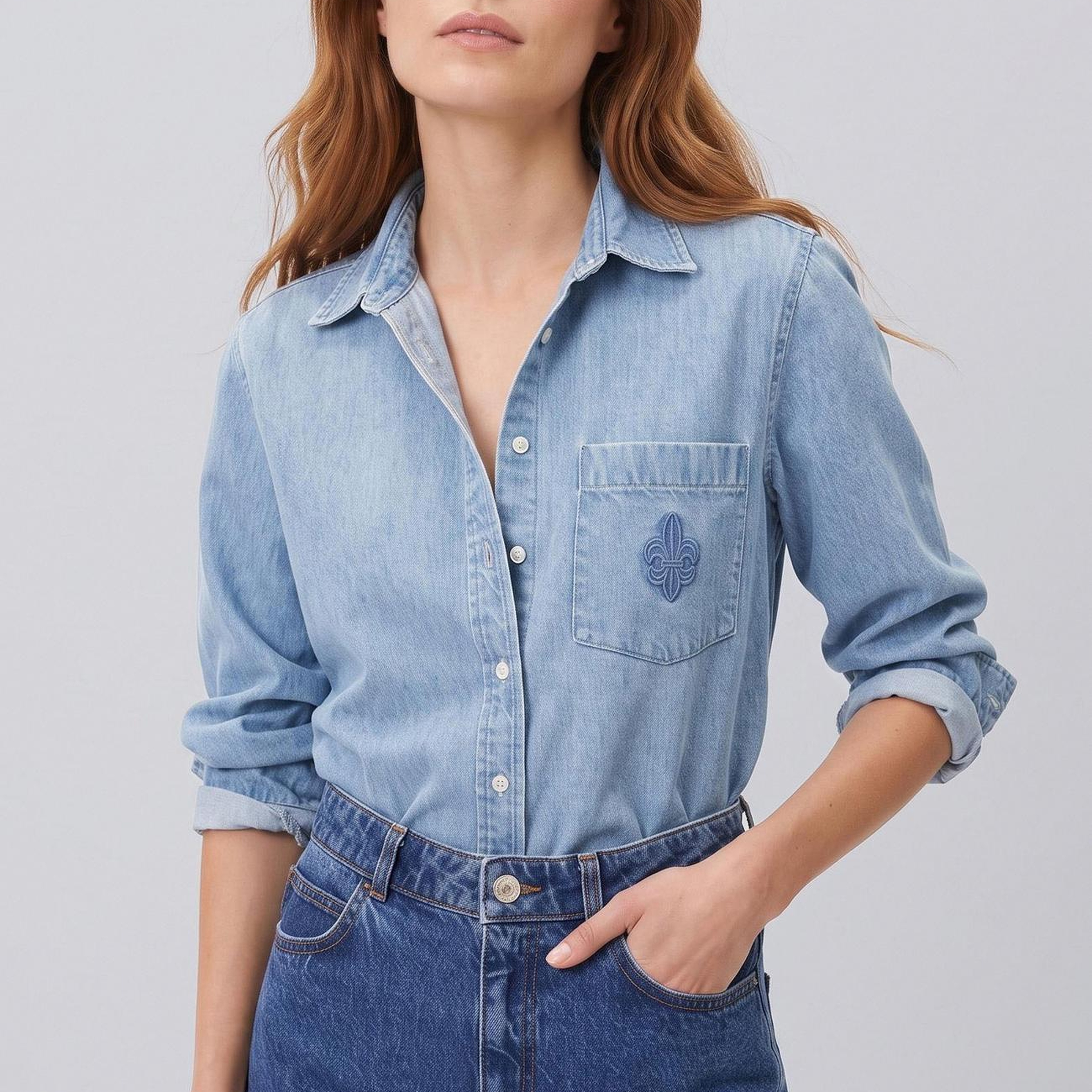Network Kadın Açık İndigo Tencel Denim Gömlek