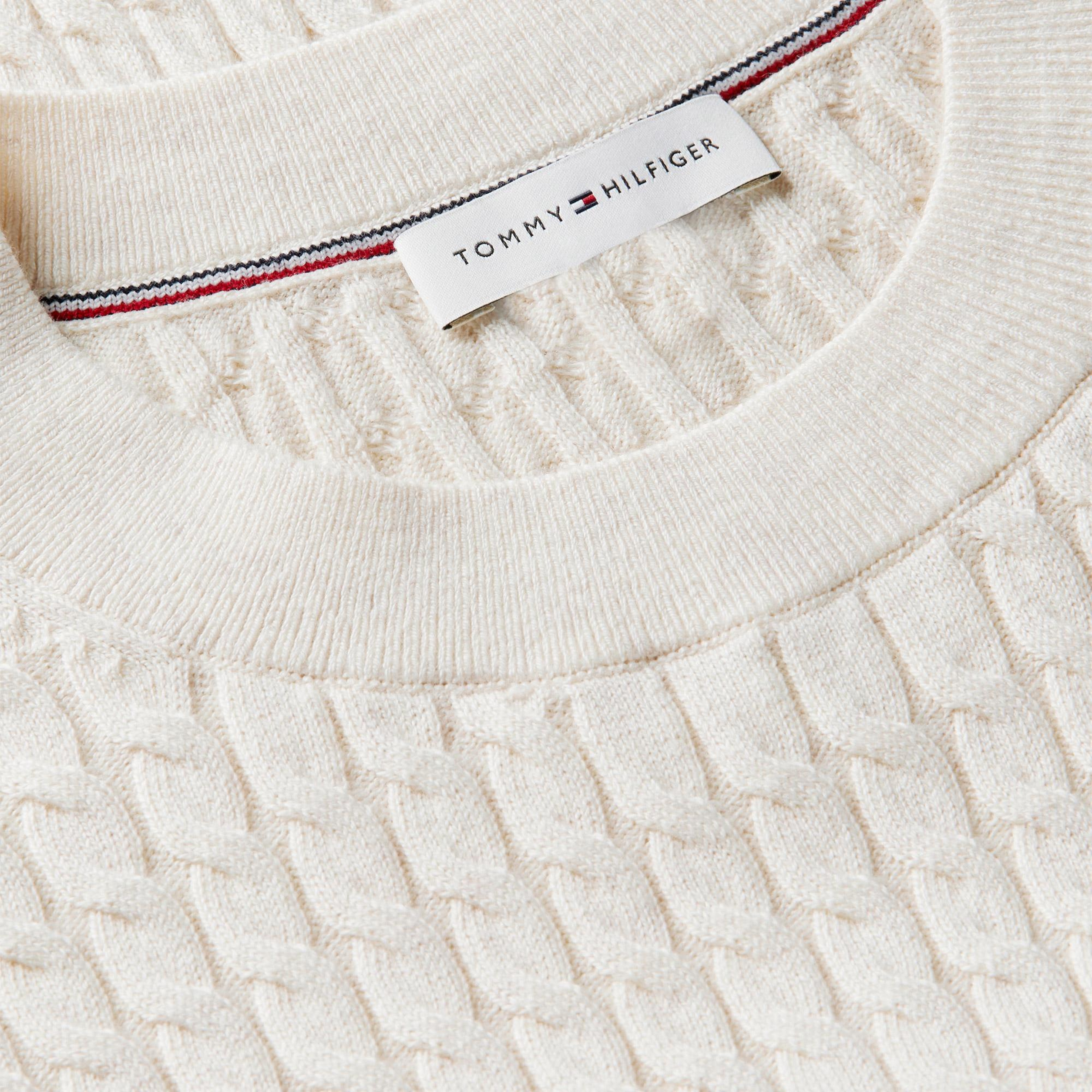 Tommy Hilfiger Cable Fine Kadın Bej Triko