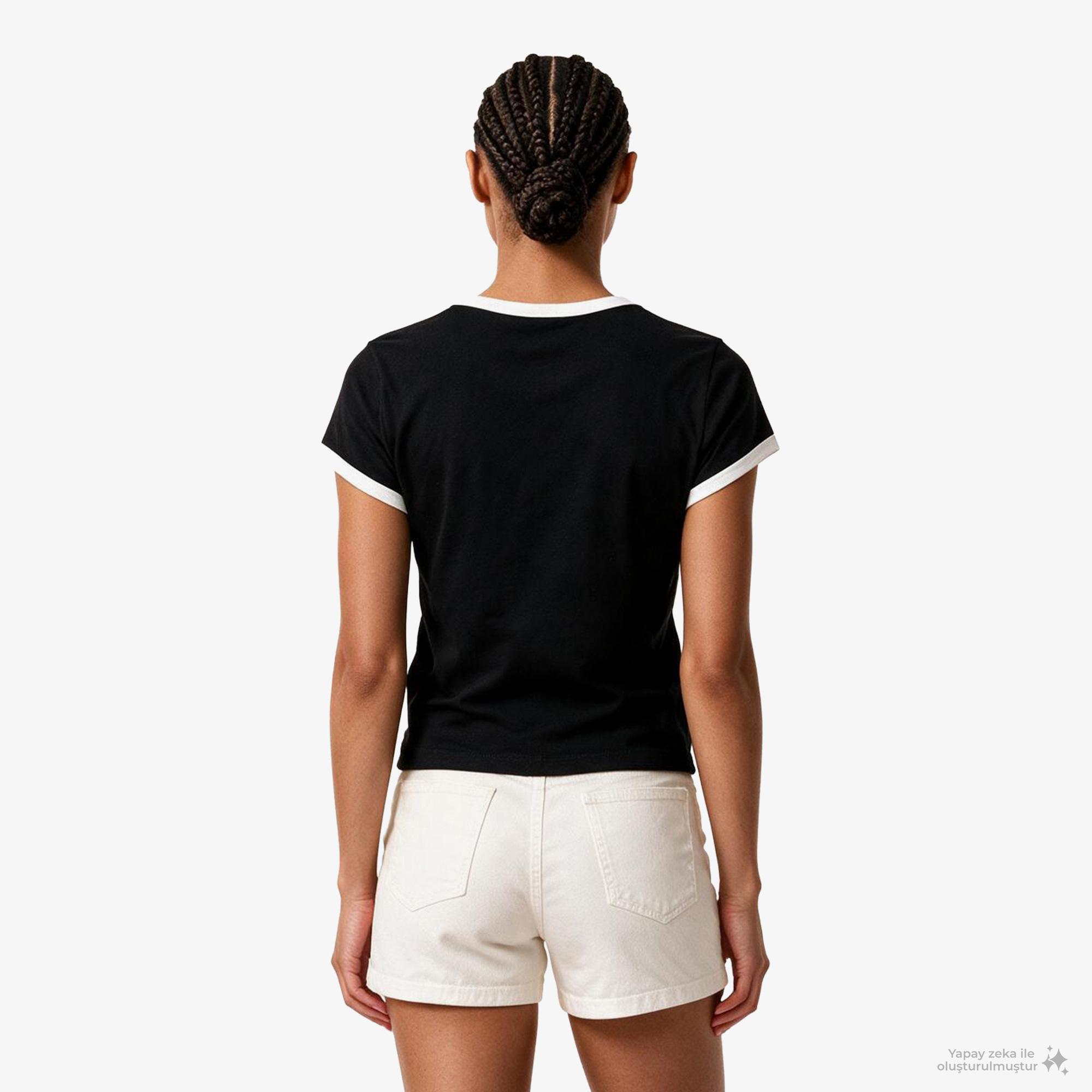 Calvin Klein Monologo Scoop Baby Kadın Siyah T-Shirt