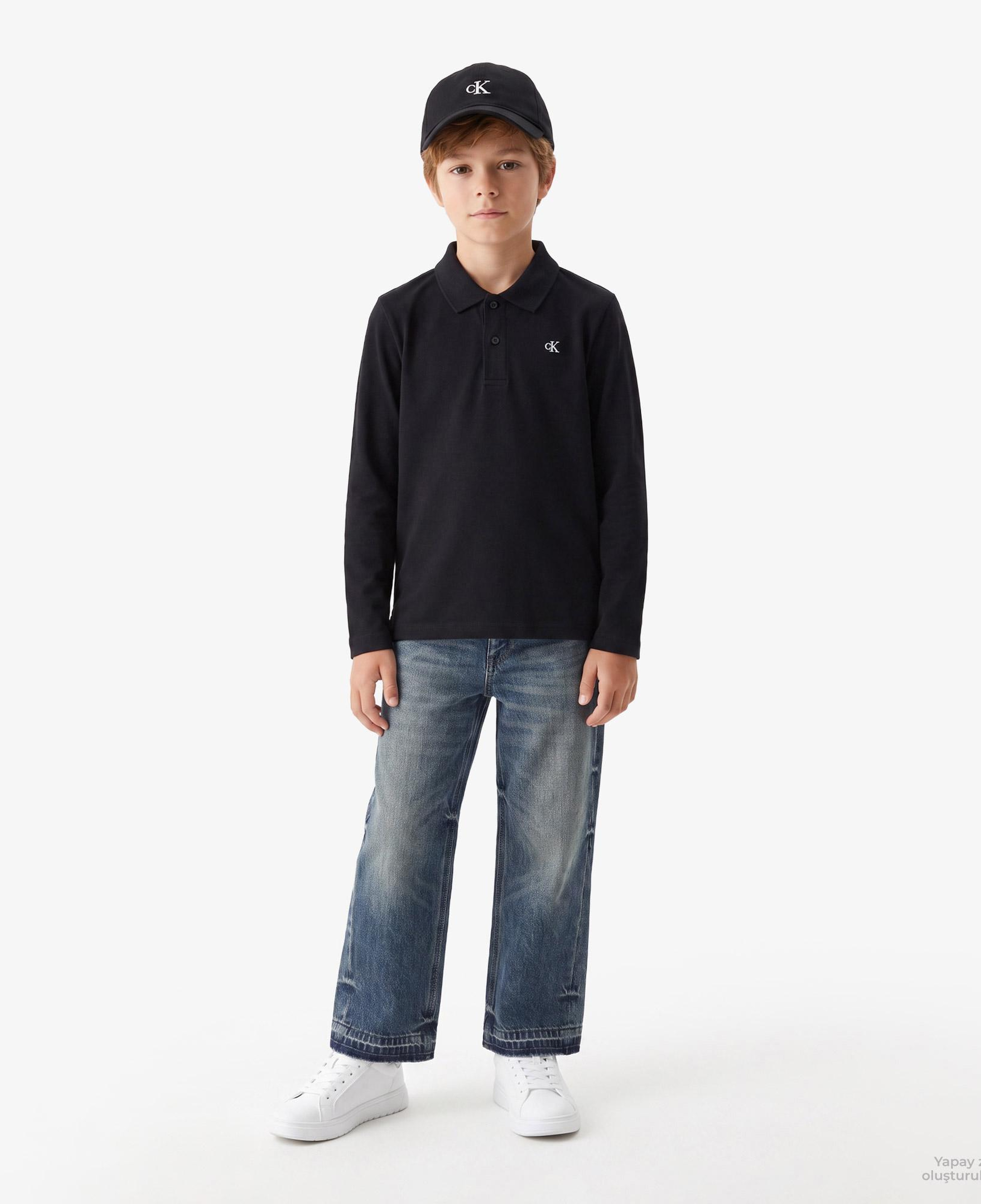 Calvin Klein Solid Pique Çocuk Siyah Polo