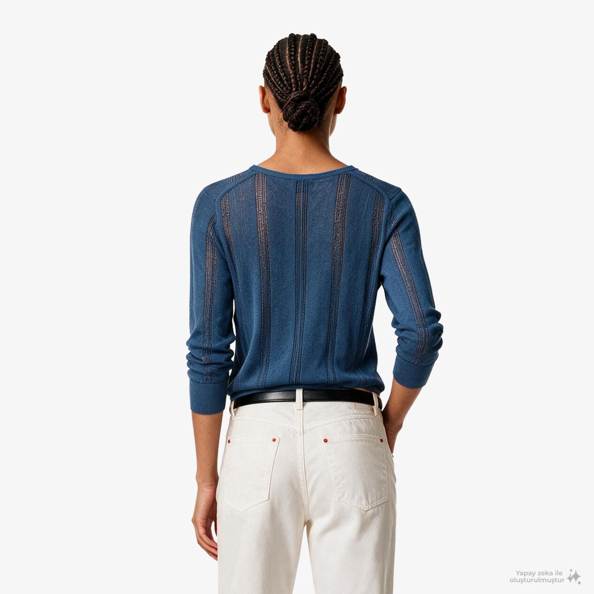 Calvin Klein Linen Blend Cardigan Kadın Mavi Triko