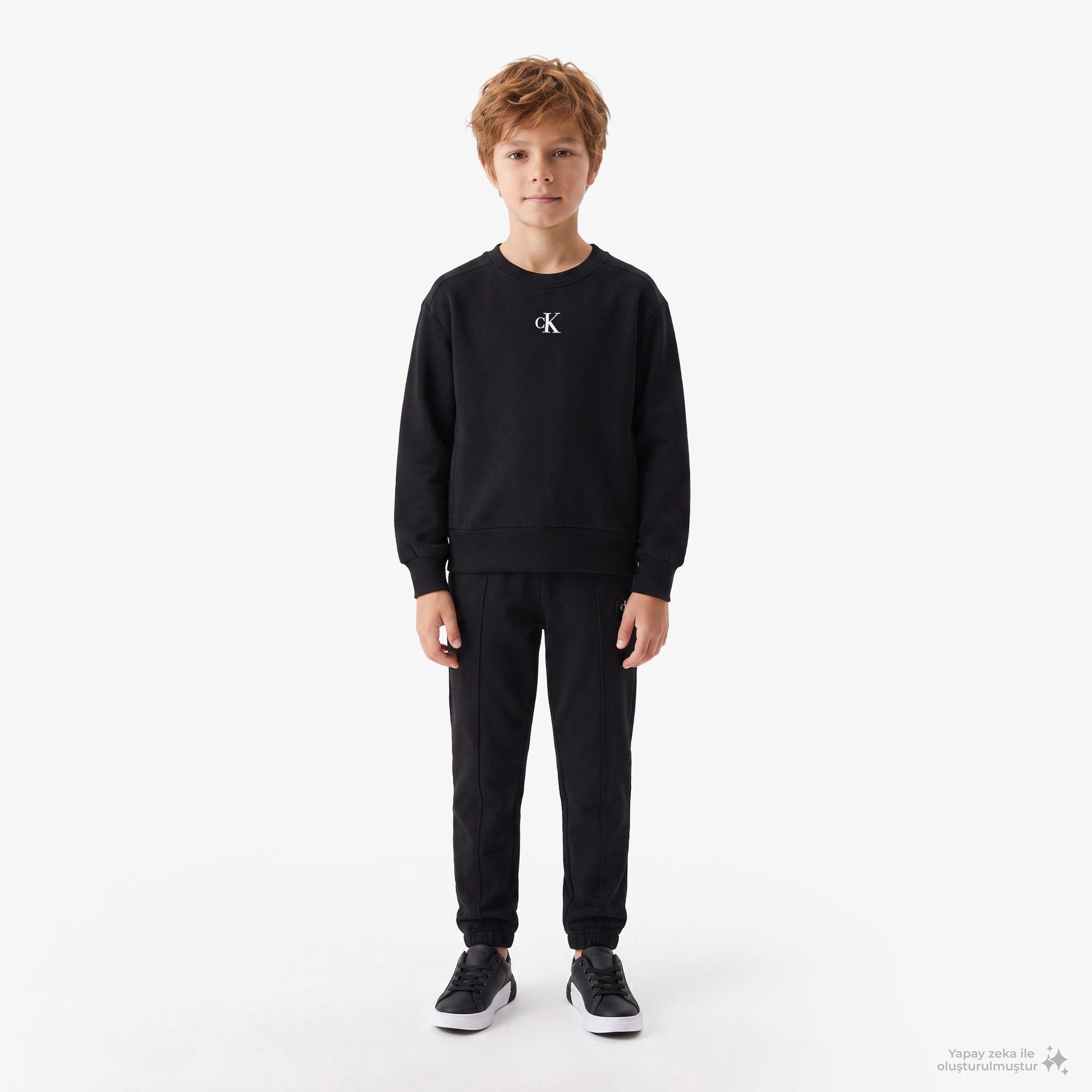 Calvin Klein Logo Fashion Çocuk Siyah Sweatshirt