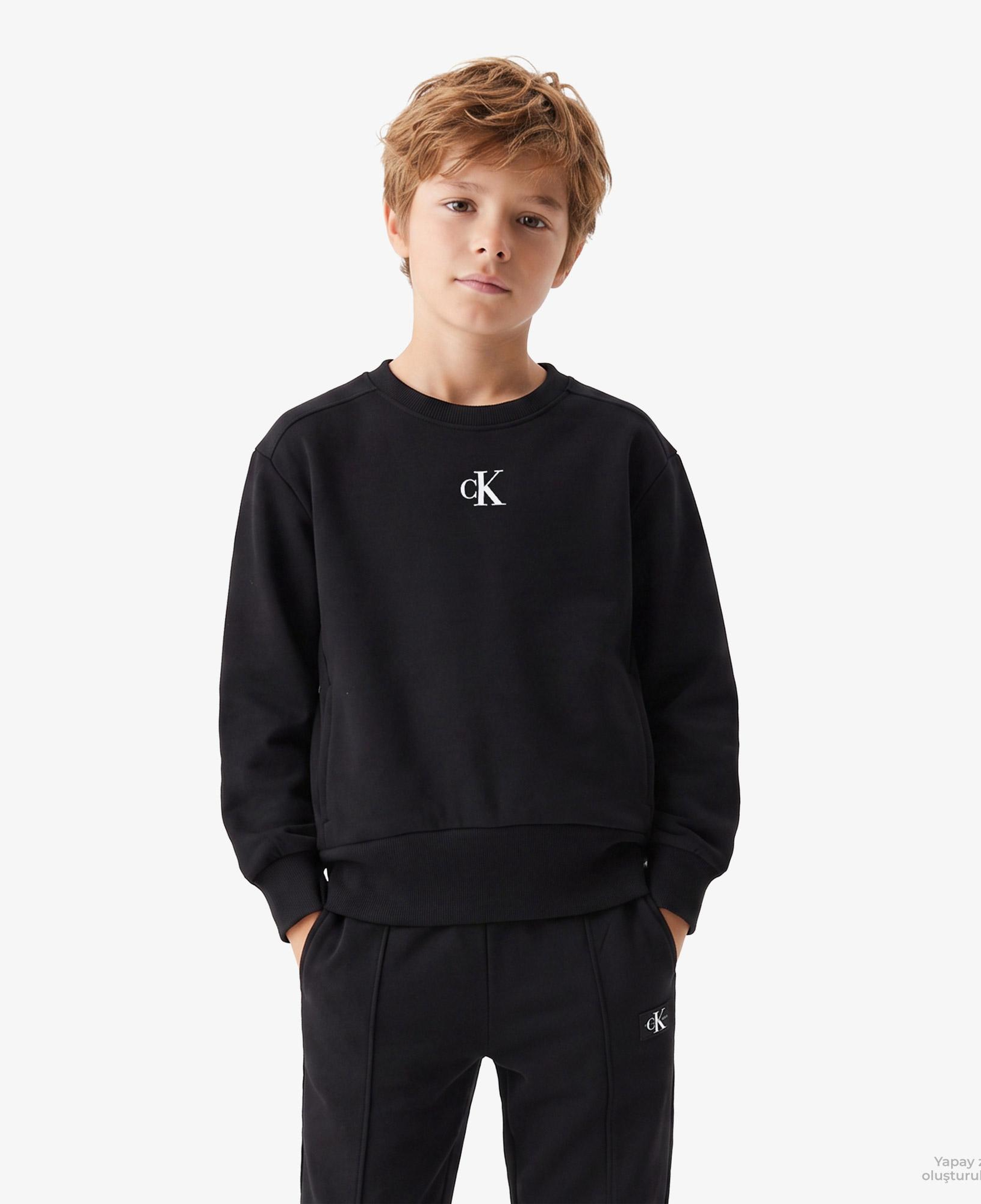 Calvin Klein Logo Fashion Çocuk Siyah Sweatshirt