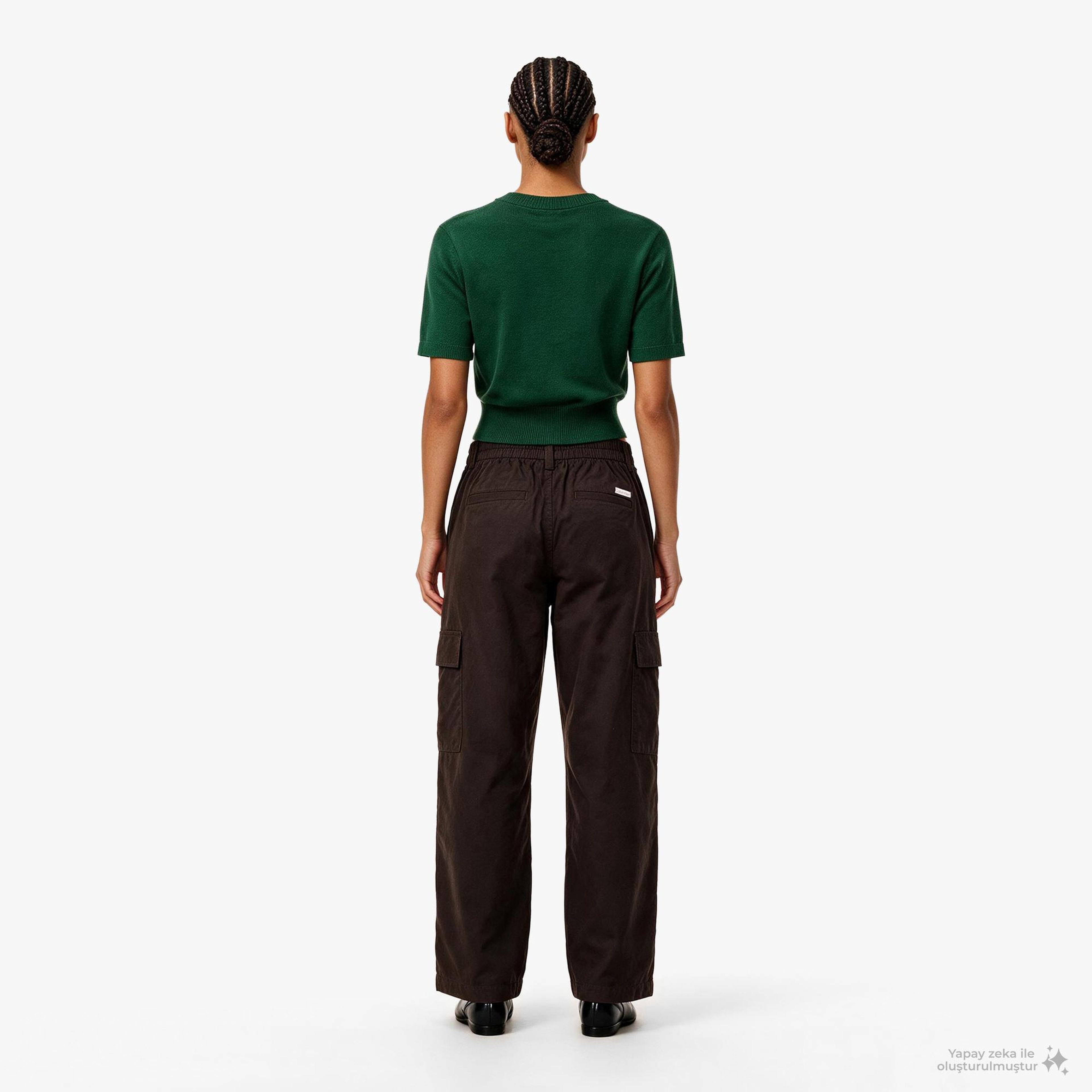 Calvin Klein Cotton EWaist Cargo Kadın Kahverengi Pantolon