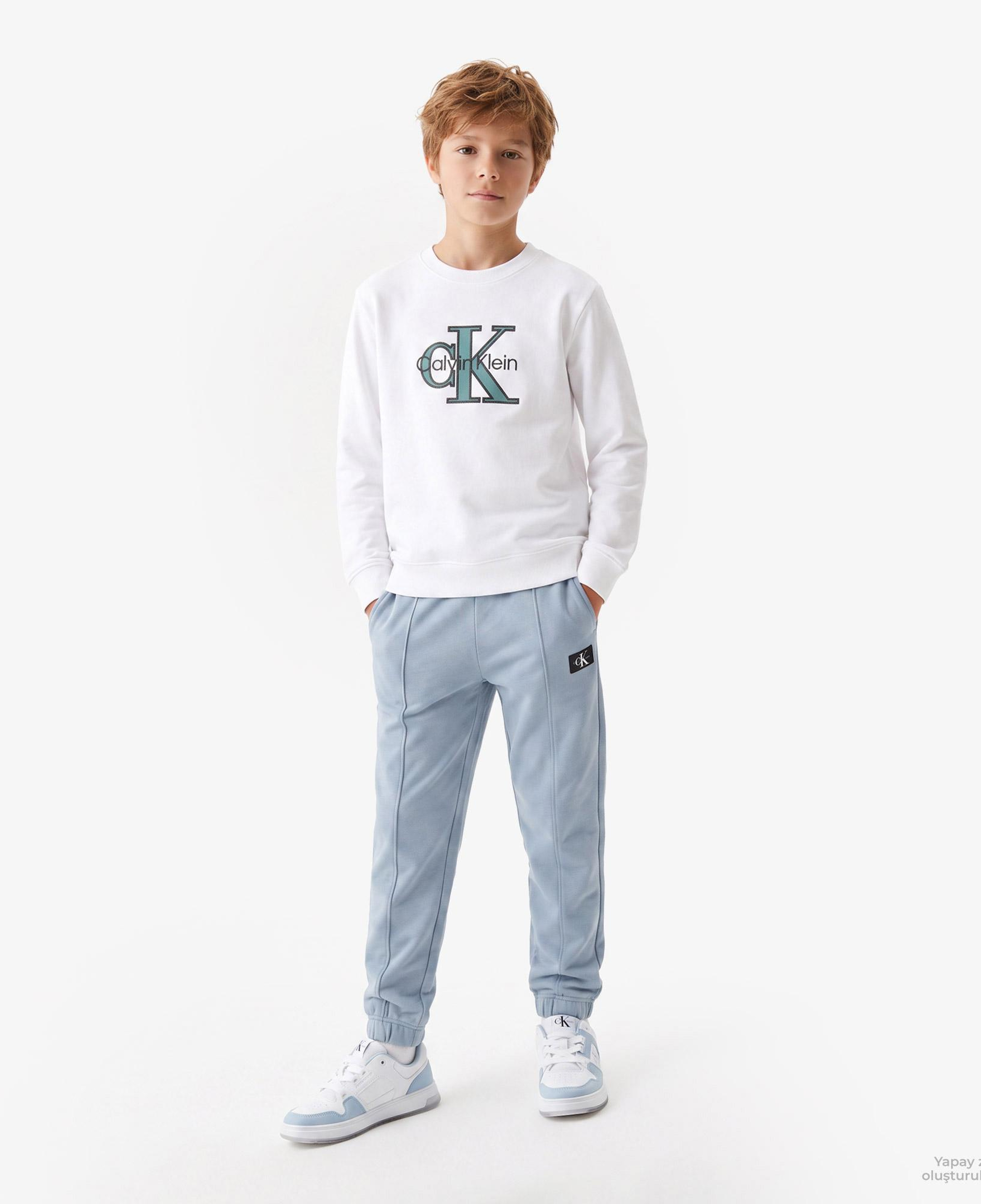 Calvin Klein Terry Monologo Çocuk Beyaz Sweatshirt