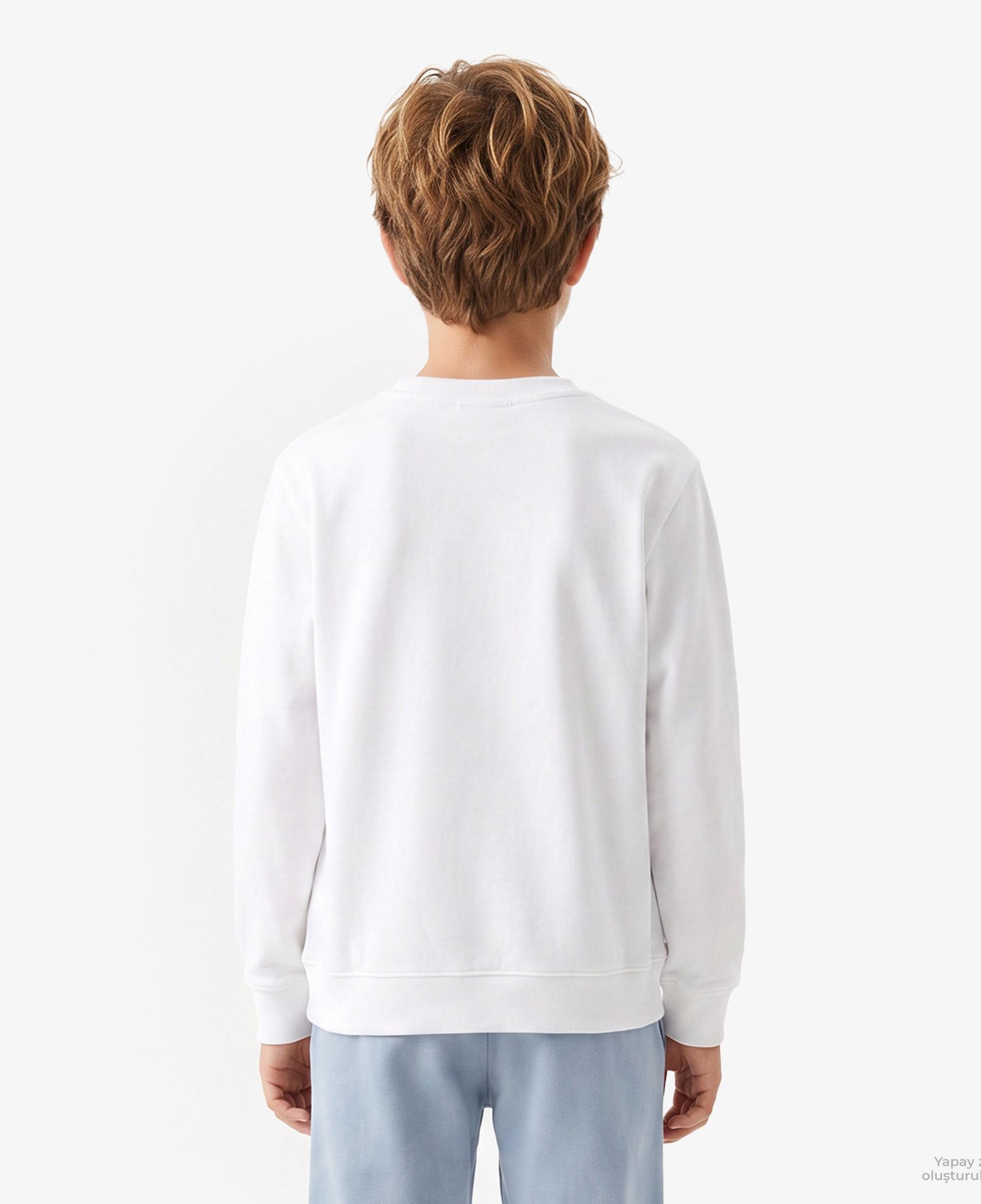 Calvin Klein Terry Monologo Çocuk Beyaz Sweatshirt