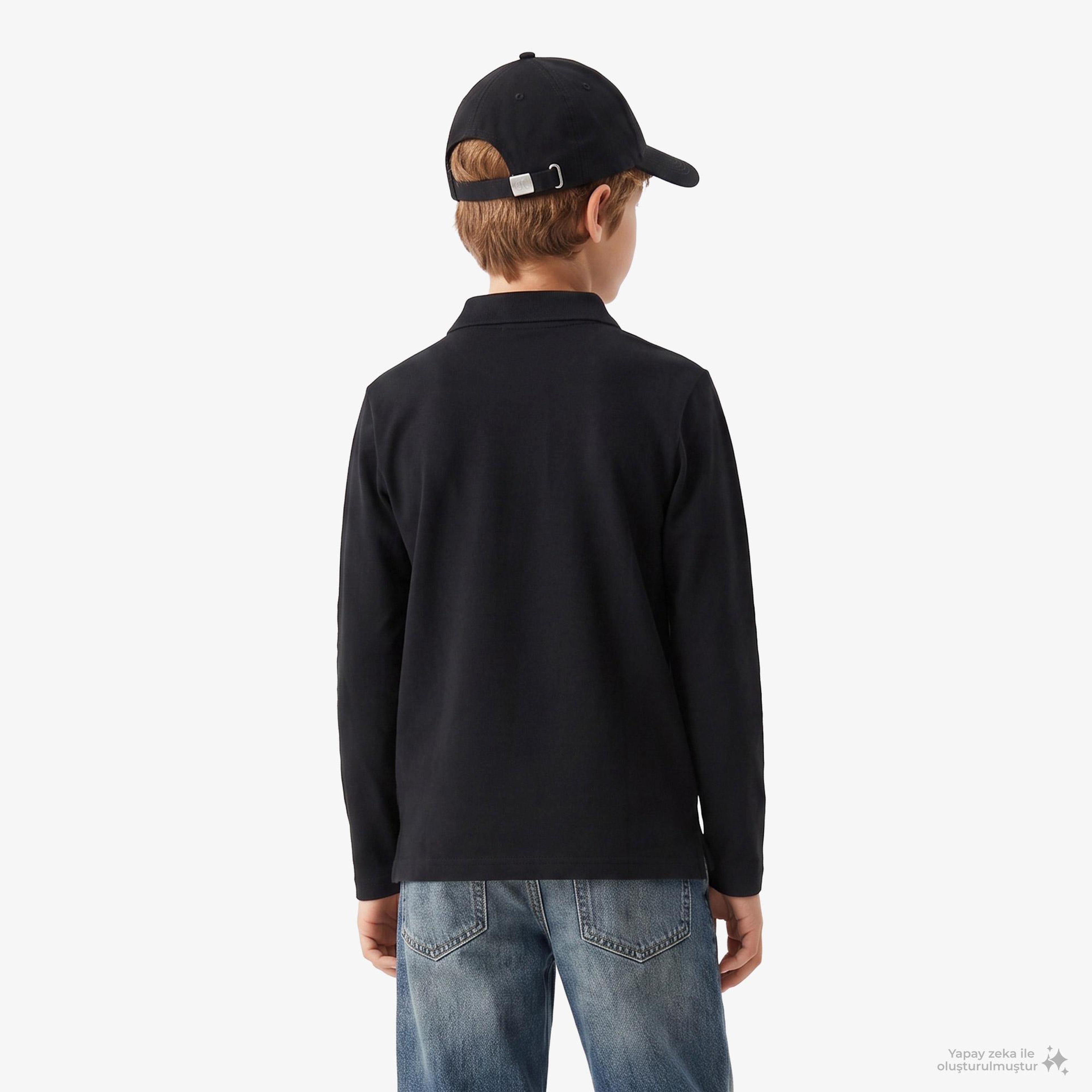 Calvin Klein Solid Pique Çocuk Siyah Polo