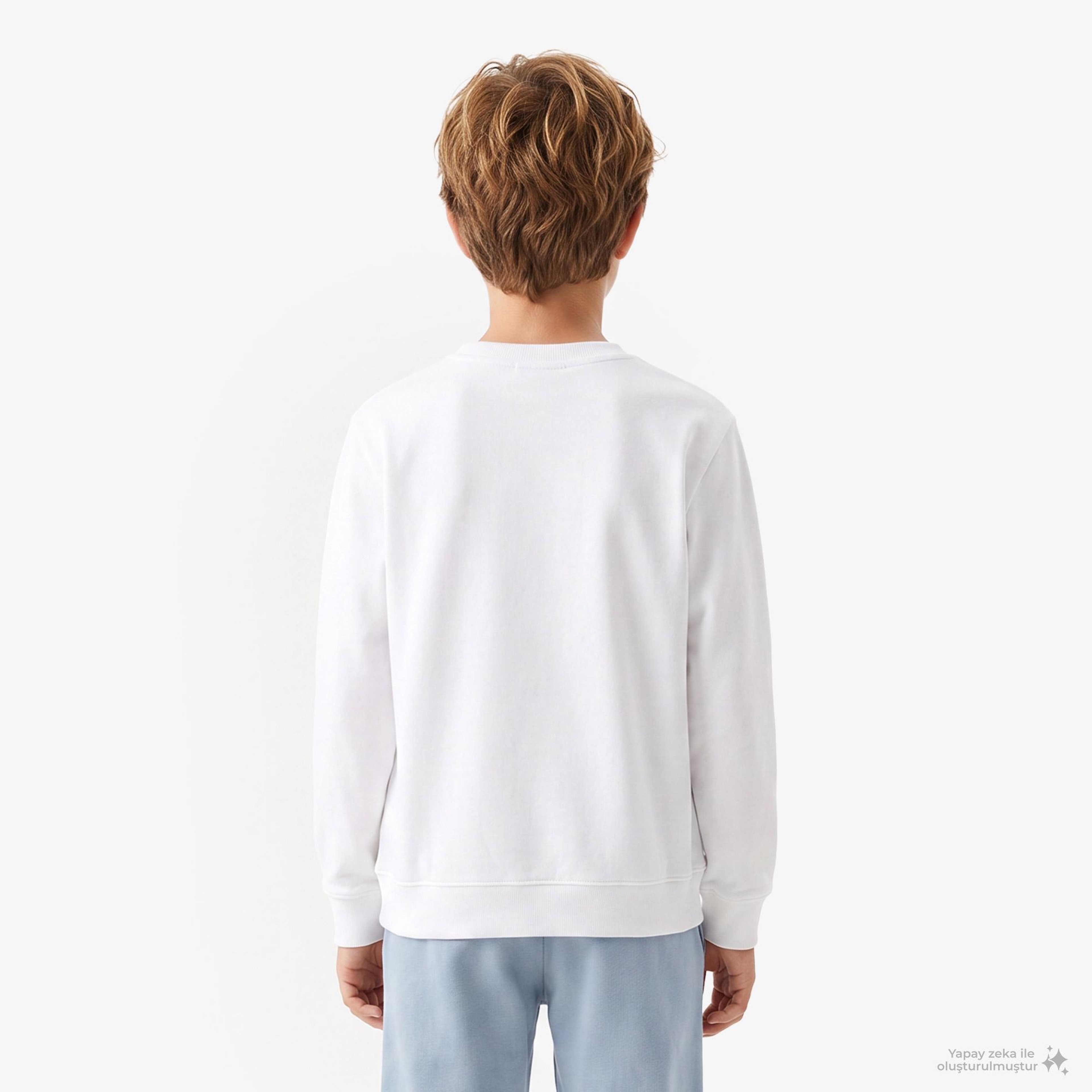 Calvin Klein Terry Monologo Çocuk Beyaz Sweatshirt