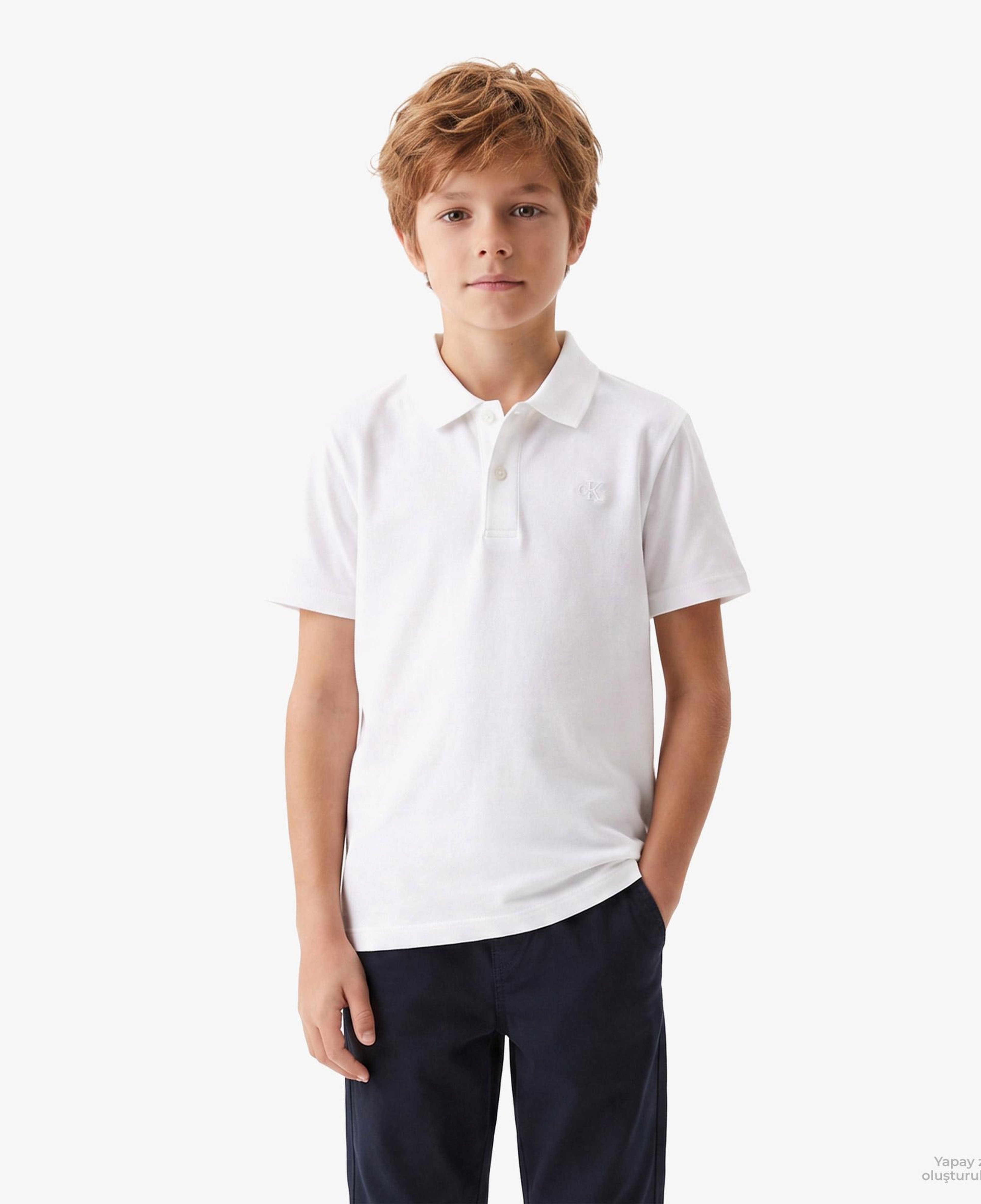Calvin Klein Solid Pique Çocuk Beyaz Polo
