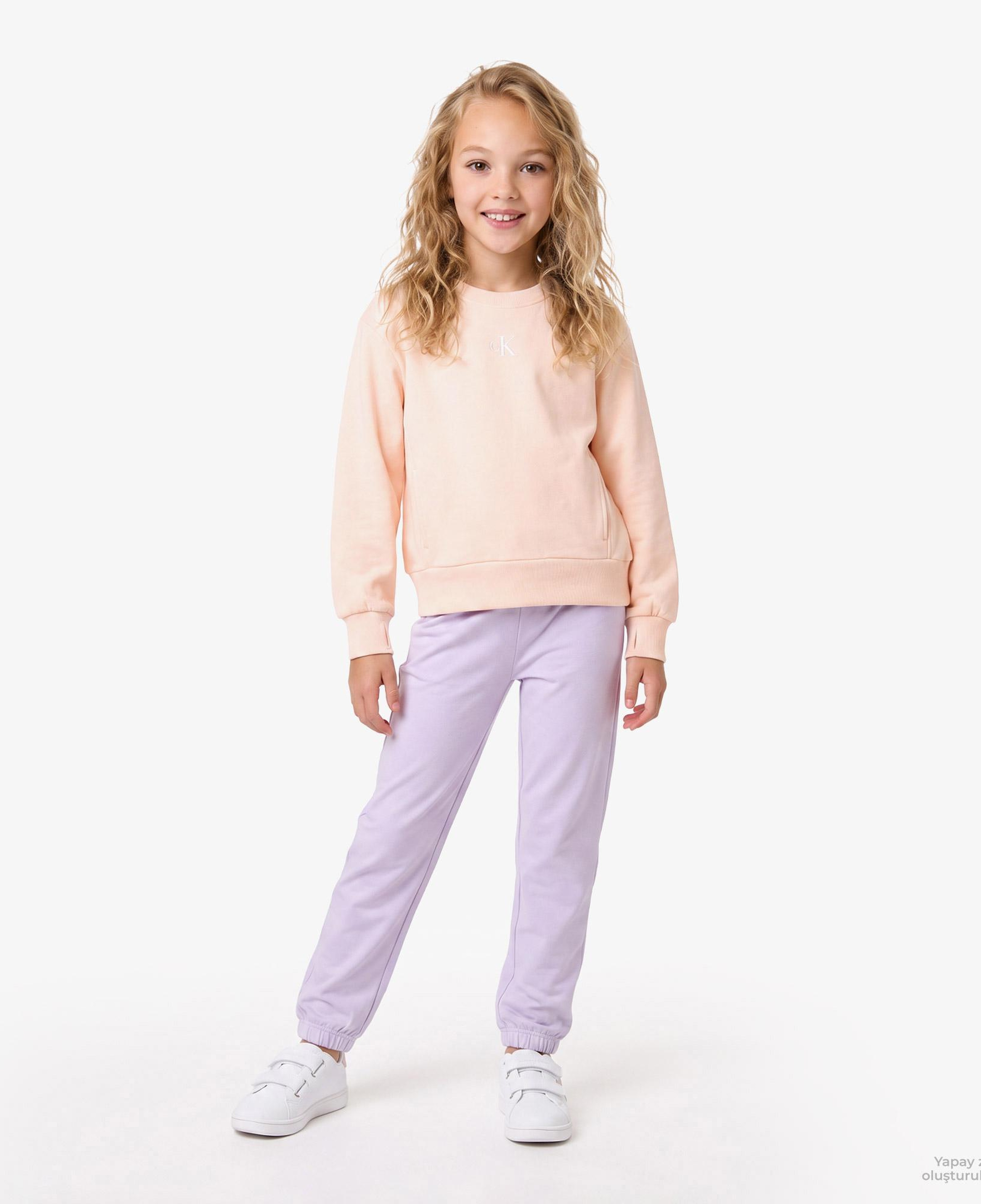 Calvin Klein Logo Fashion Çocuk Pembe Sweatshirt