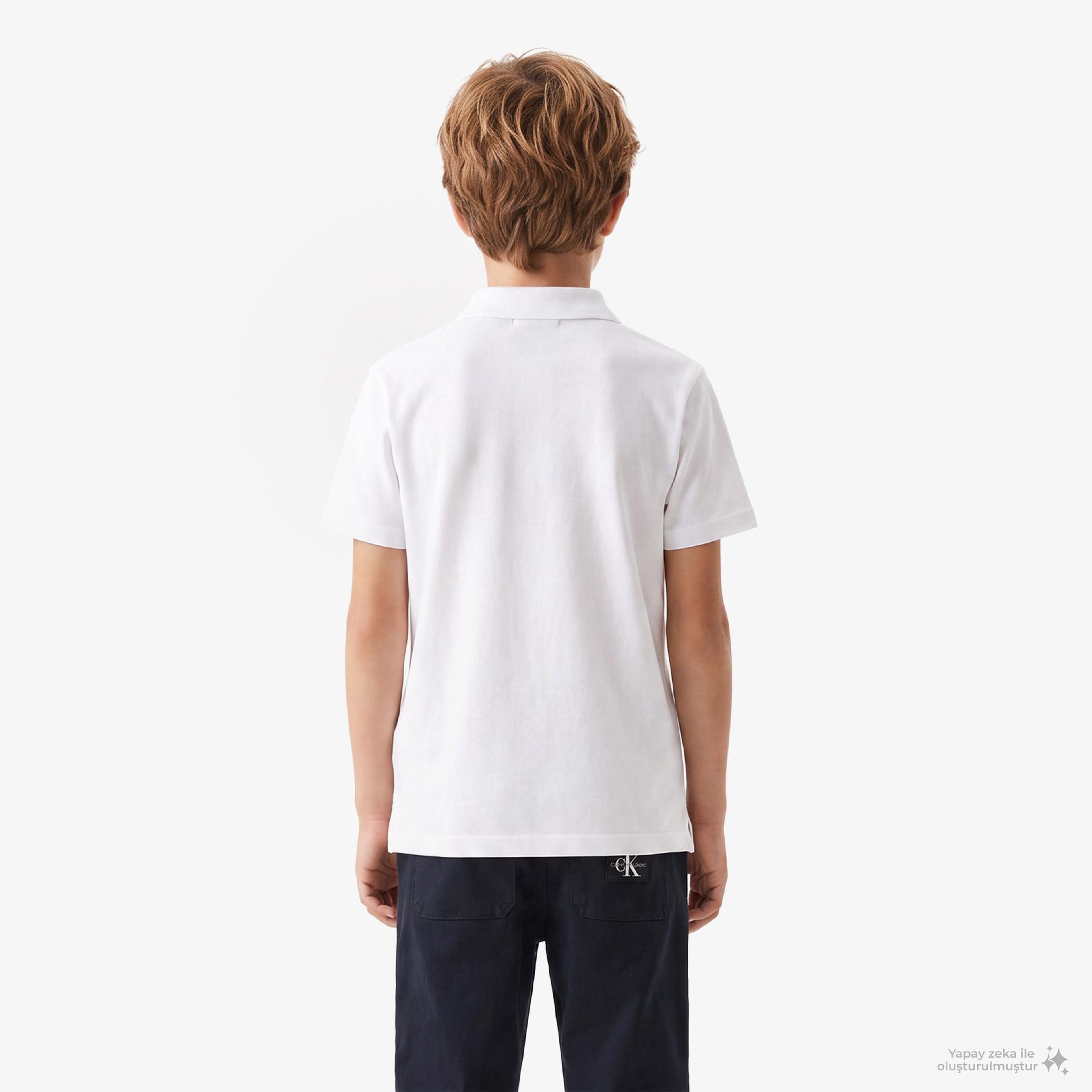 Calvin Klein Solid Pique Çocuk Beyaz Polo