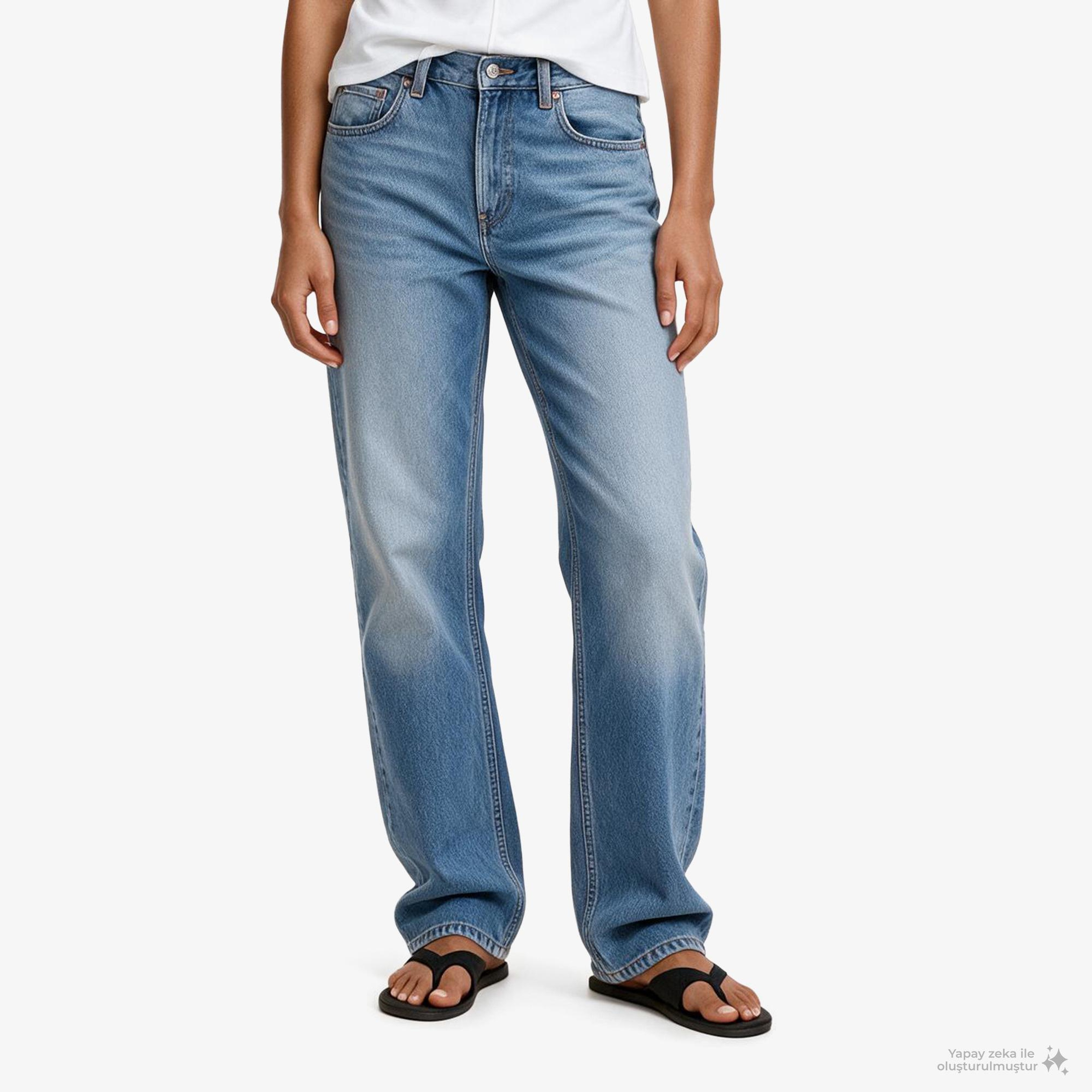 Calvin Klein 90S Straight Basset Blue Kadın Mavi Jean
