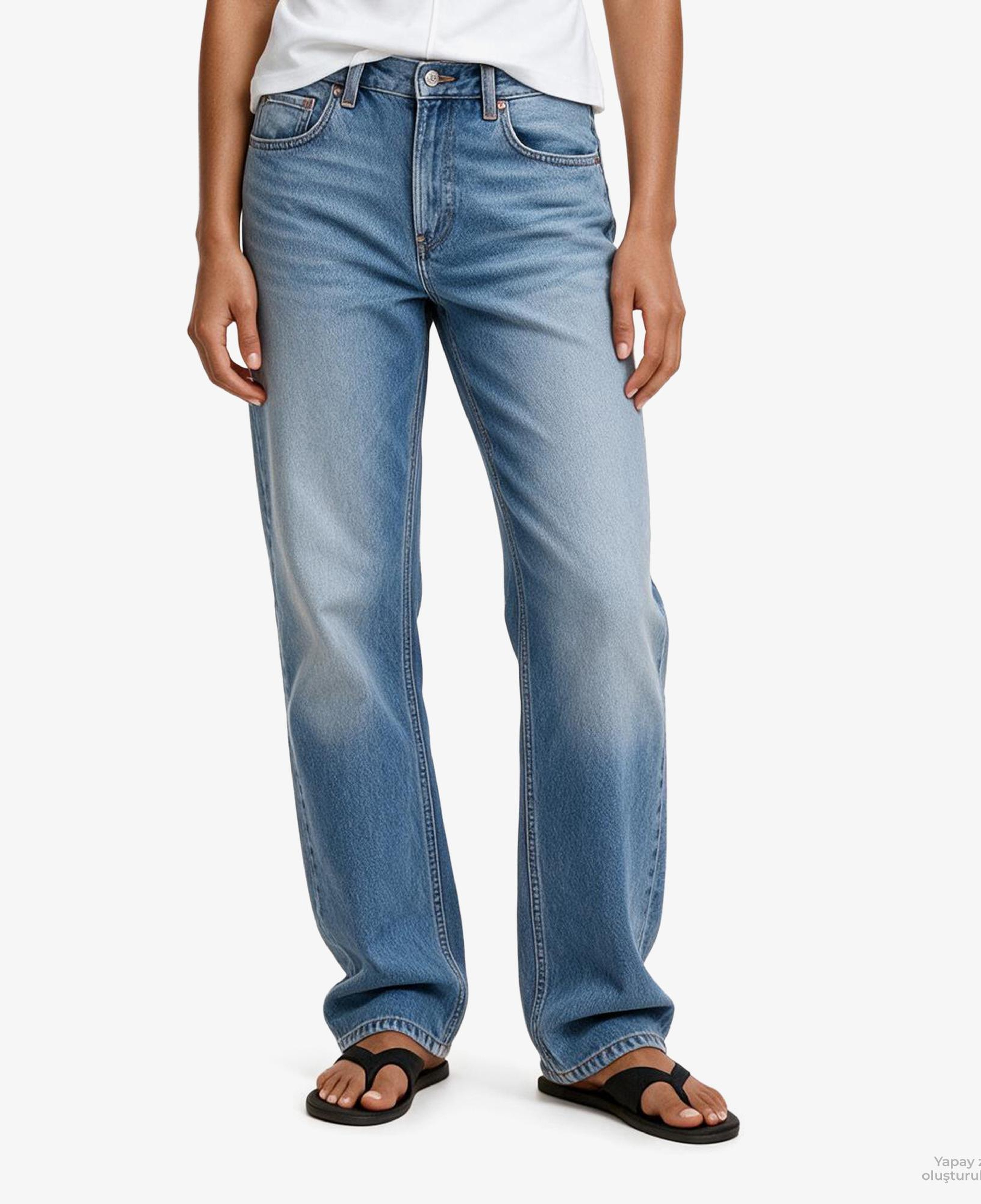 Calvin Klein 90S Straight Basset Blue Kadın Mavi Jean