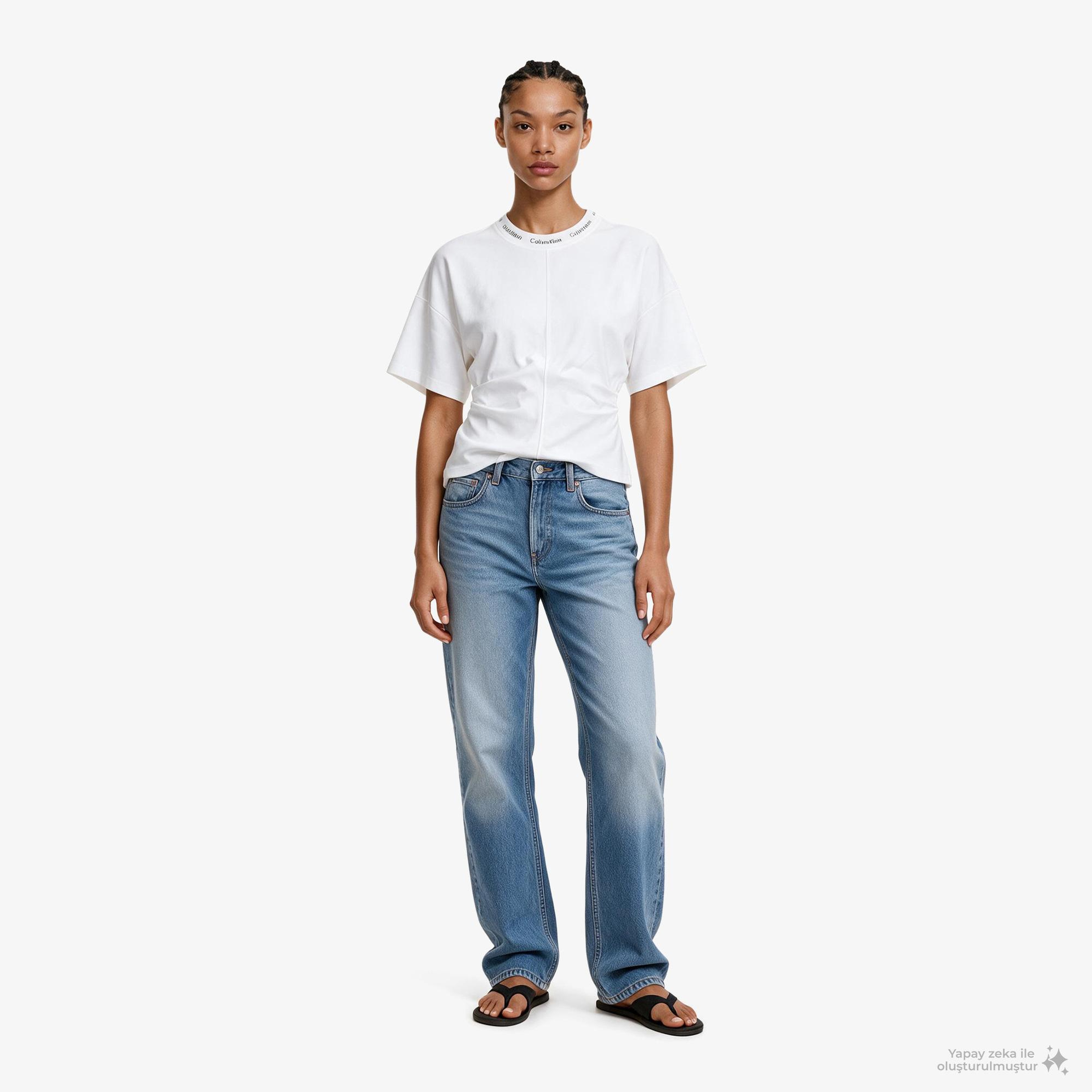 Calvin Klein 90S Straight Basset Blue Kadın Mavi Jean