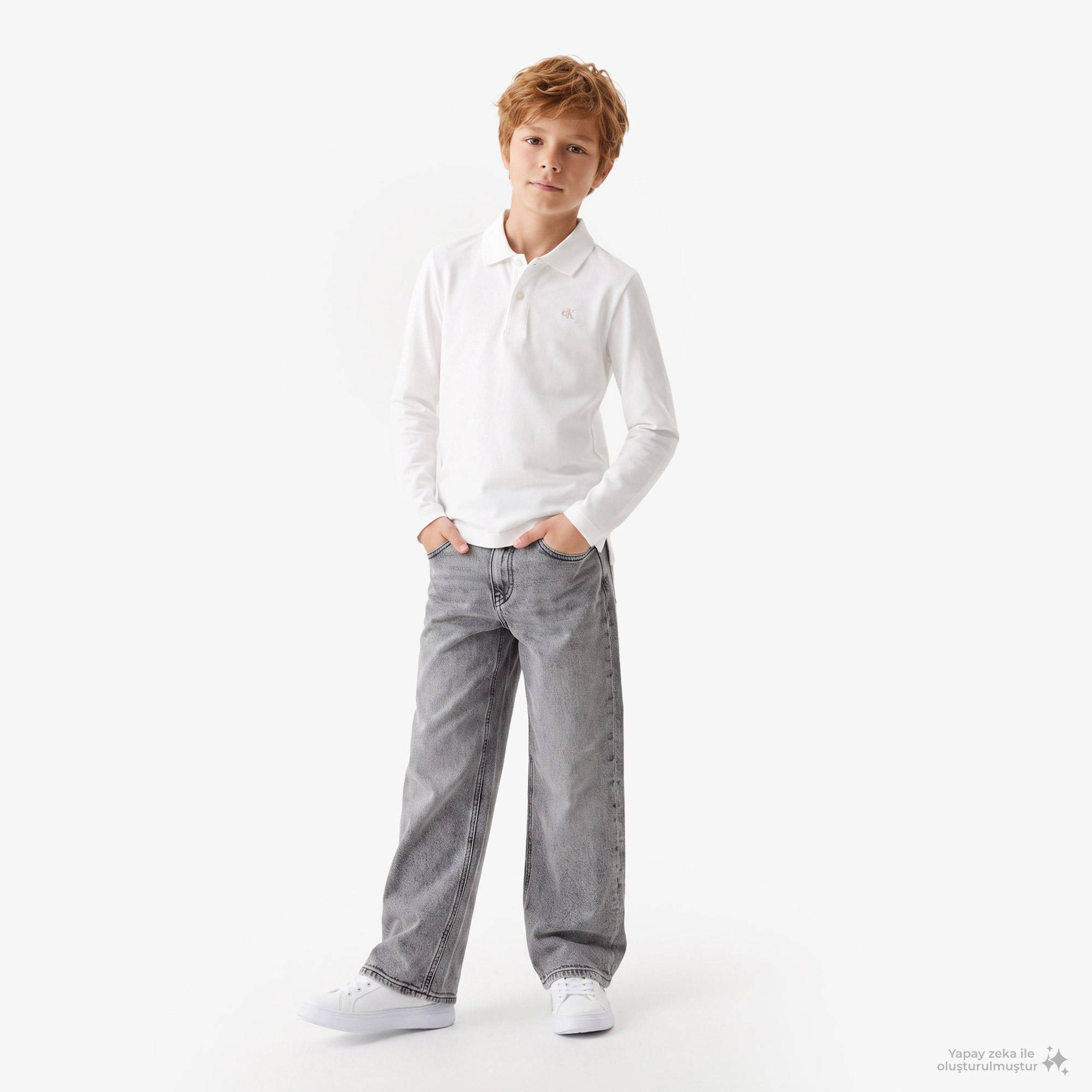 Calvin Klein Solid Pique Çocuk Beyaz Polo