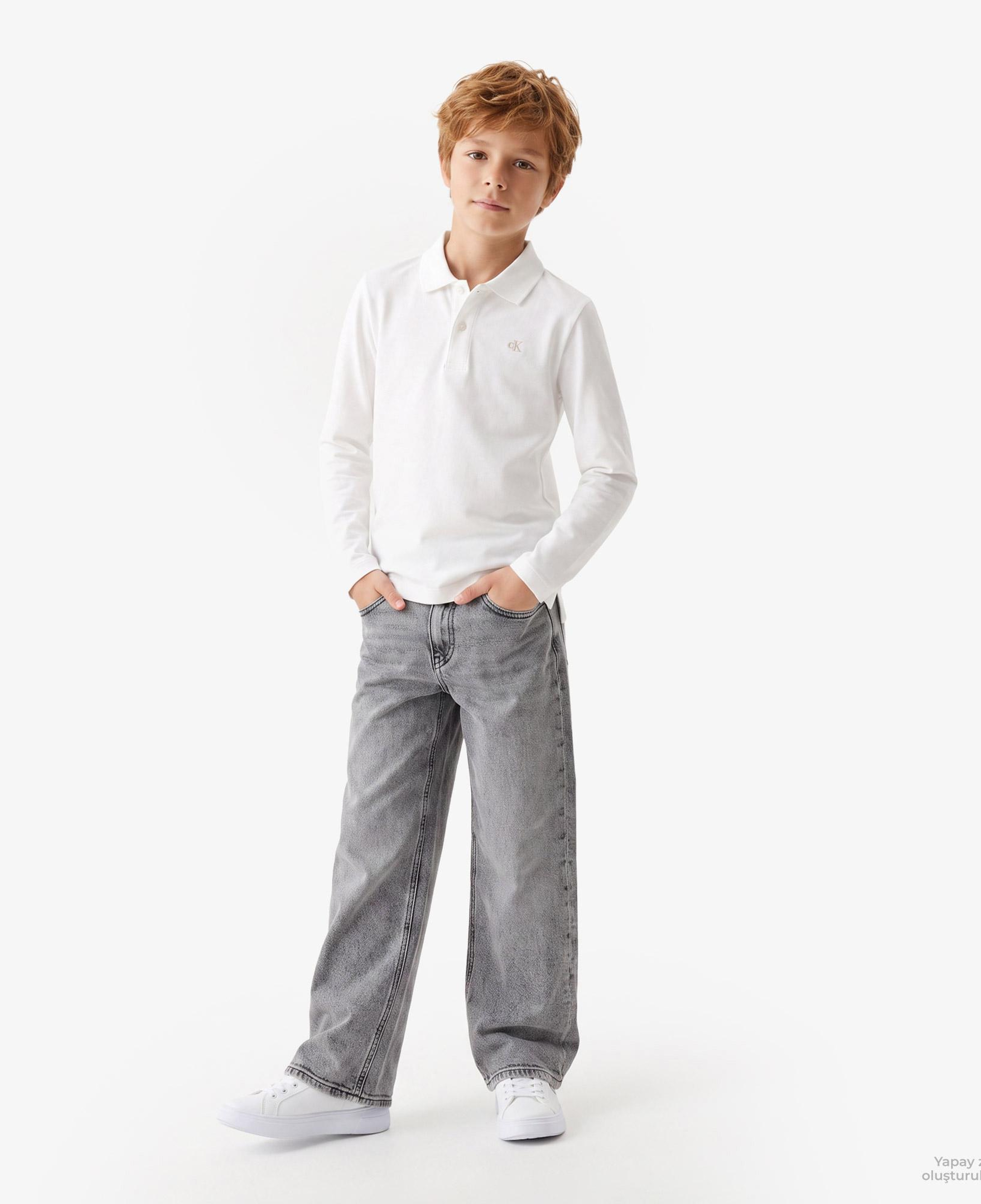 Calvin Klein Solid Pique Çocuk Beyaz Polo