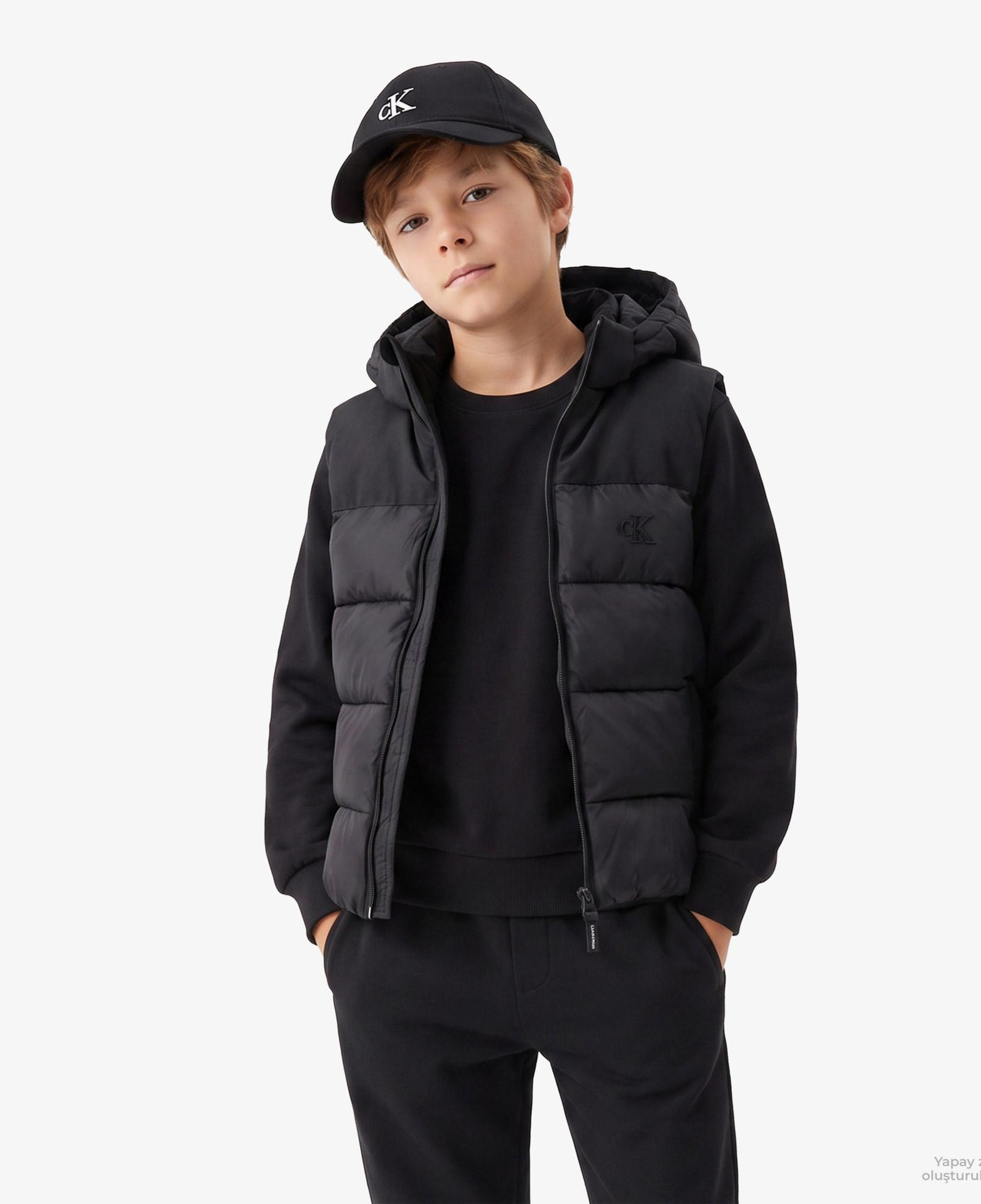 Calvin Klein Tonal Block Padded Çocuk Siyah Yelek