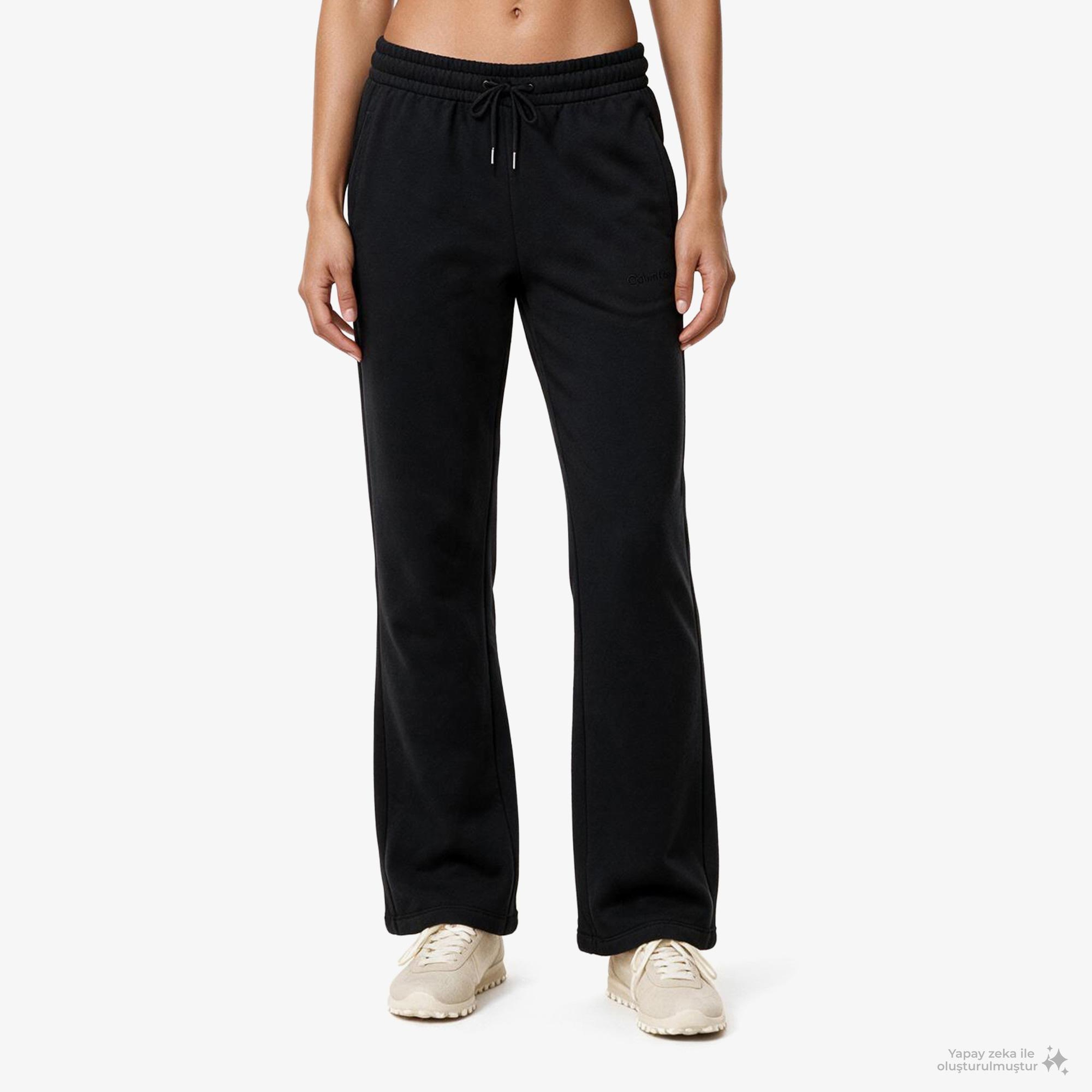 Calvin Klein French Terry Standard Logo Bottom Kadın Siyah Eşofman Altı