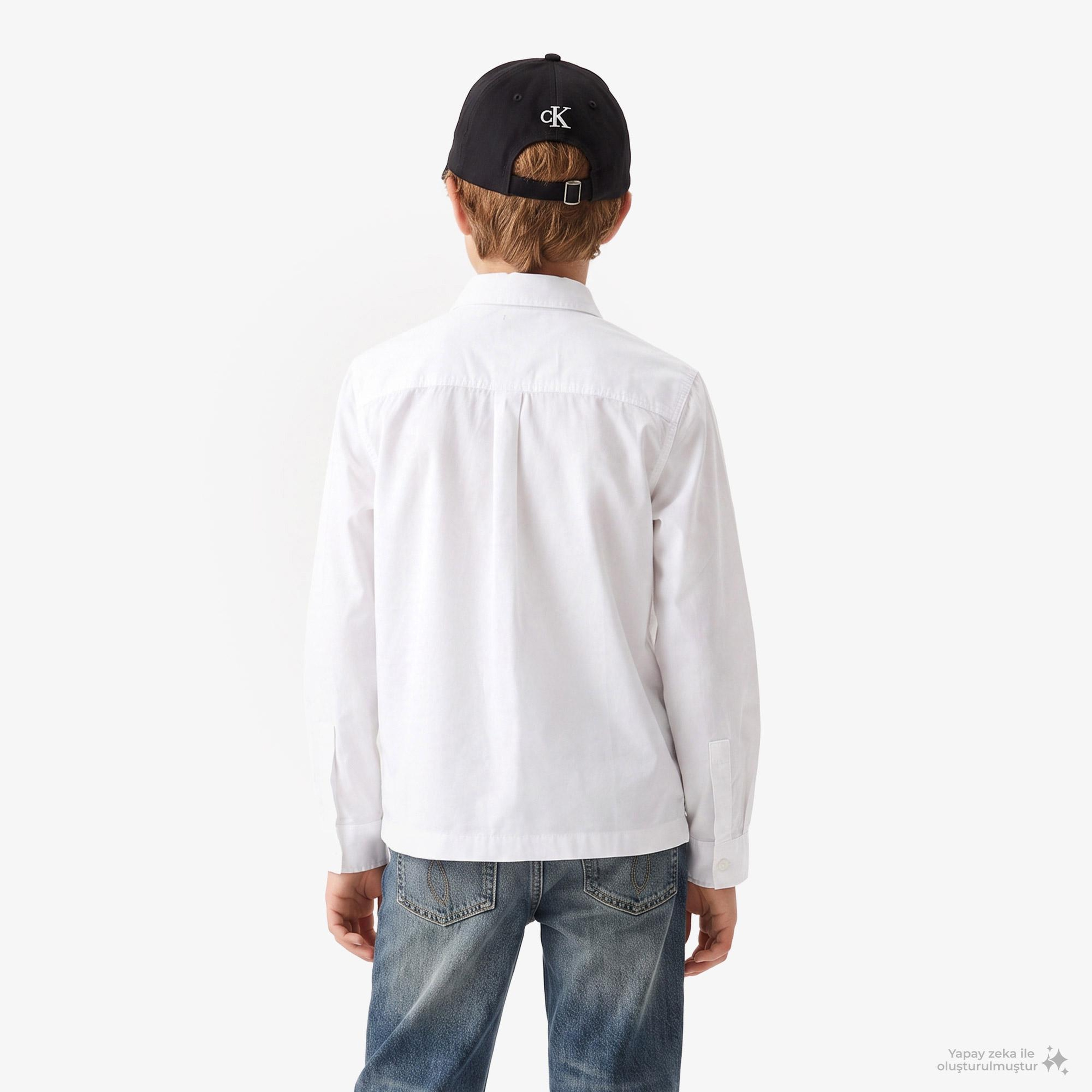 Calvin Klein Classic Poplin Çocuk Beyaz Gömlek
