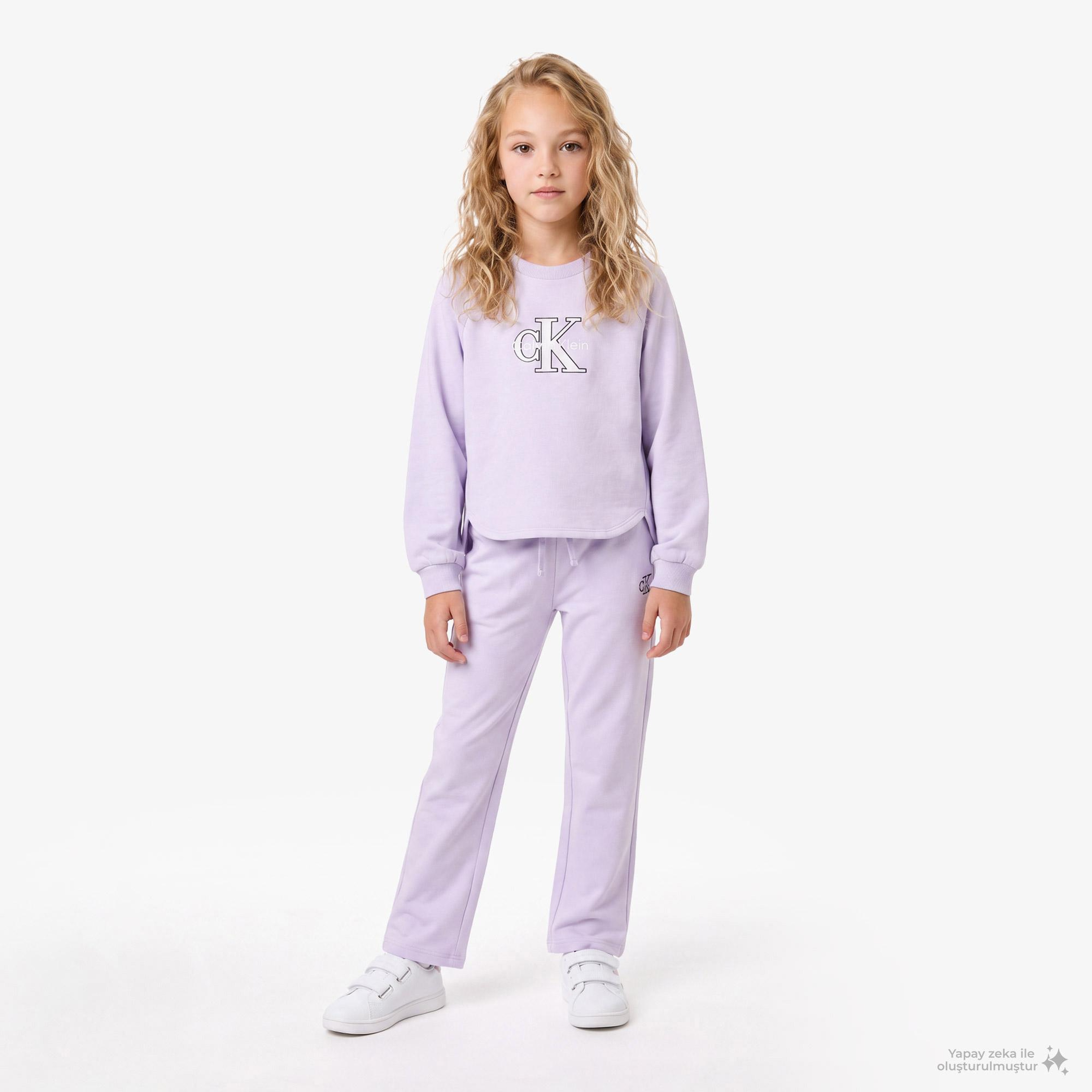 Calvin Klein Monologo Wide Leg Çocuk Pembe Eşofman Altı