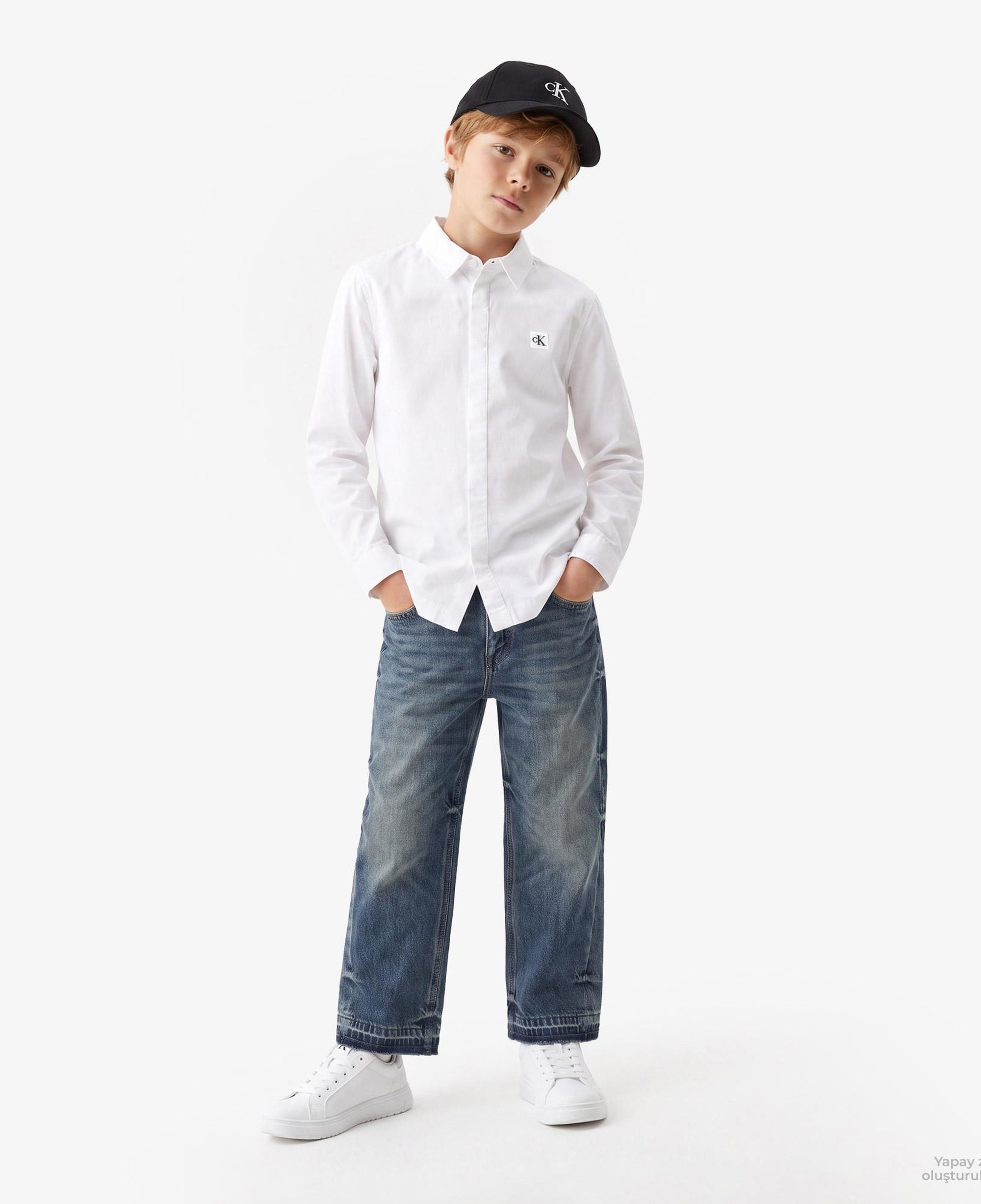 Calvin Klein Classic Poplin Çocuk Beyaz Gömlek