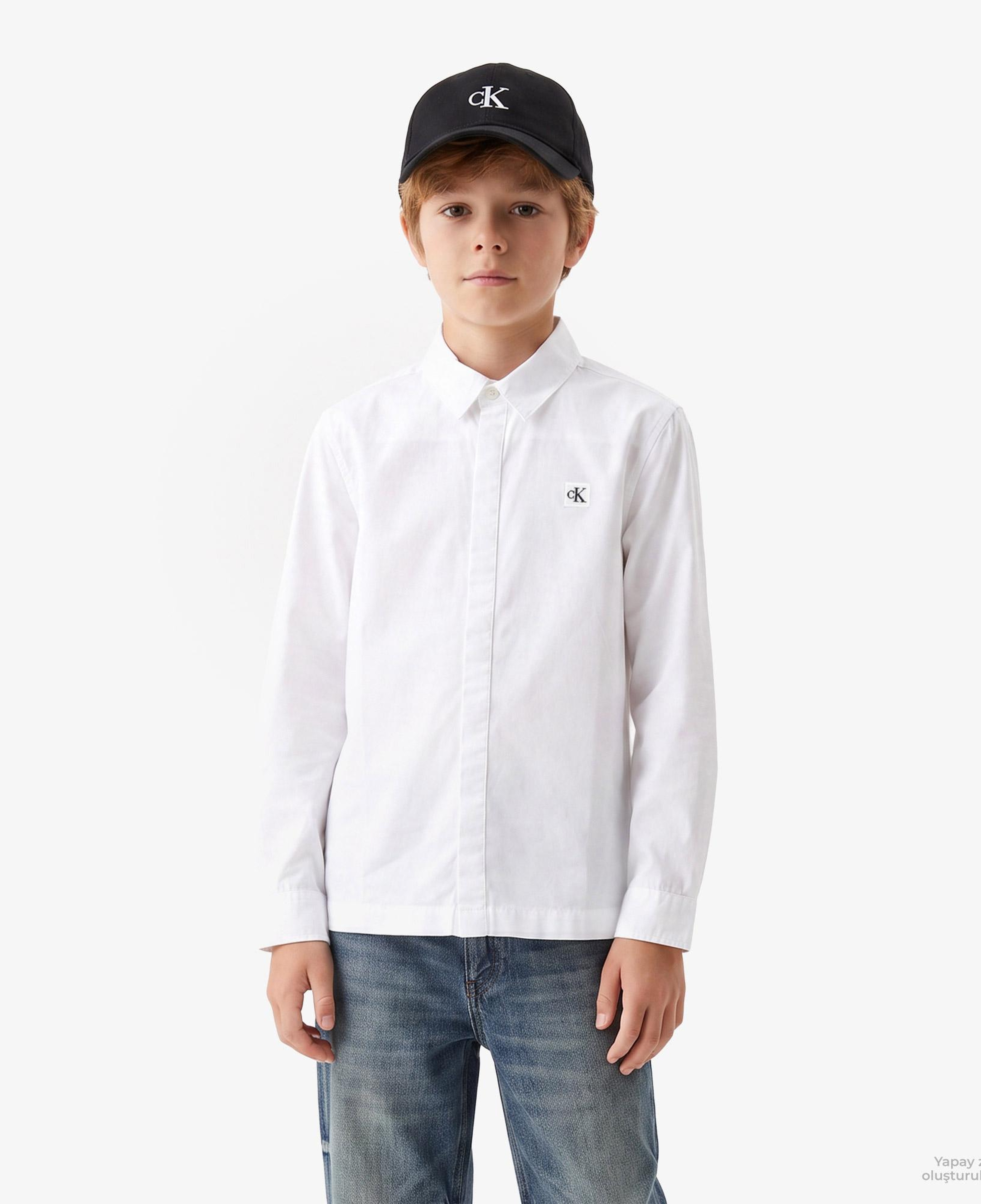 Calvin Klein Classic Poplin Çocuk Beyaz Gömlek