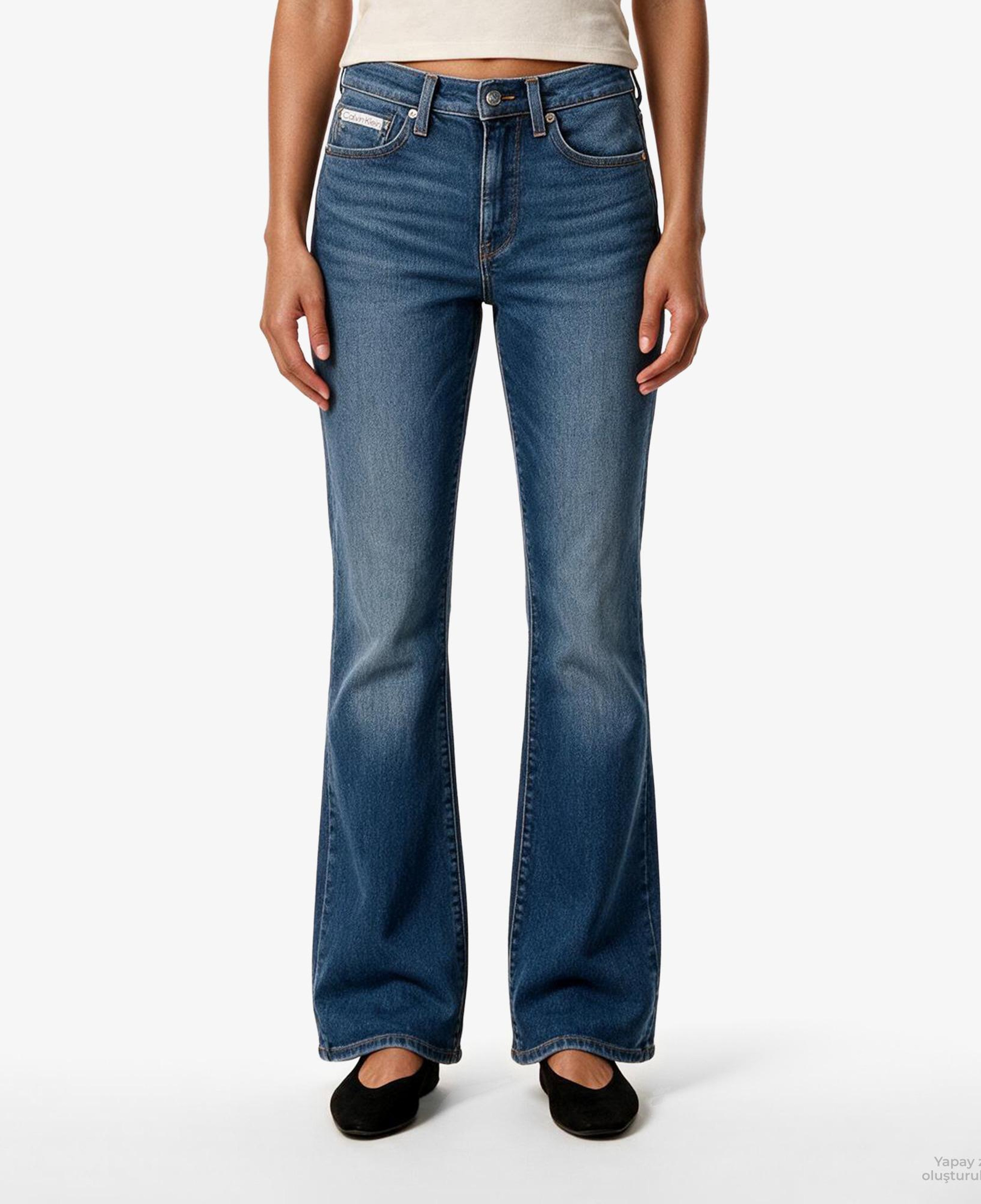 Calvin Klein High Rise Flare Midtown Blue Kadın Mavi Jean