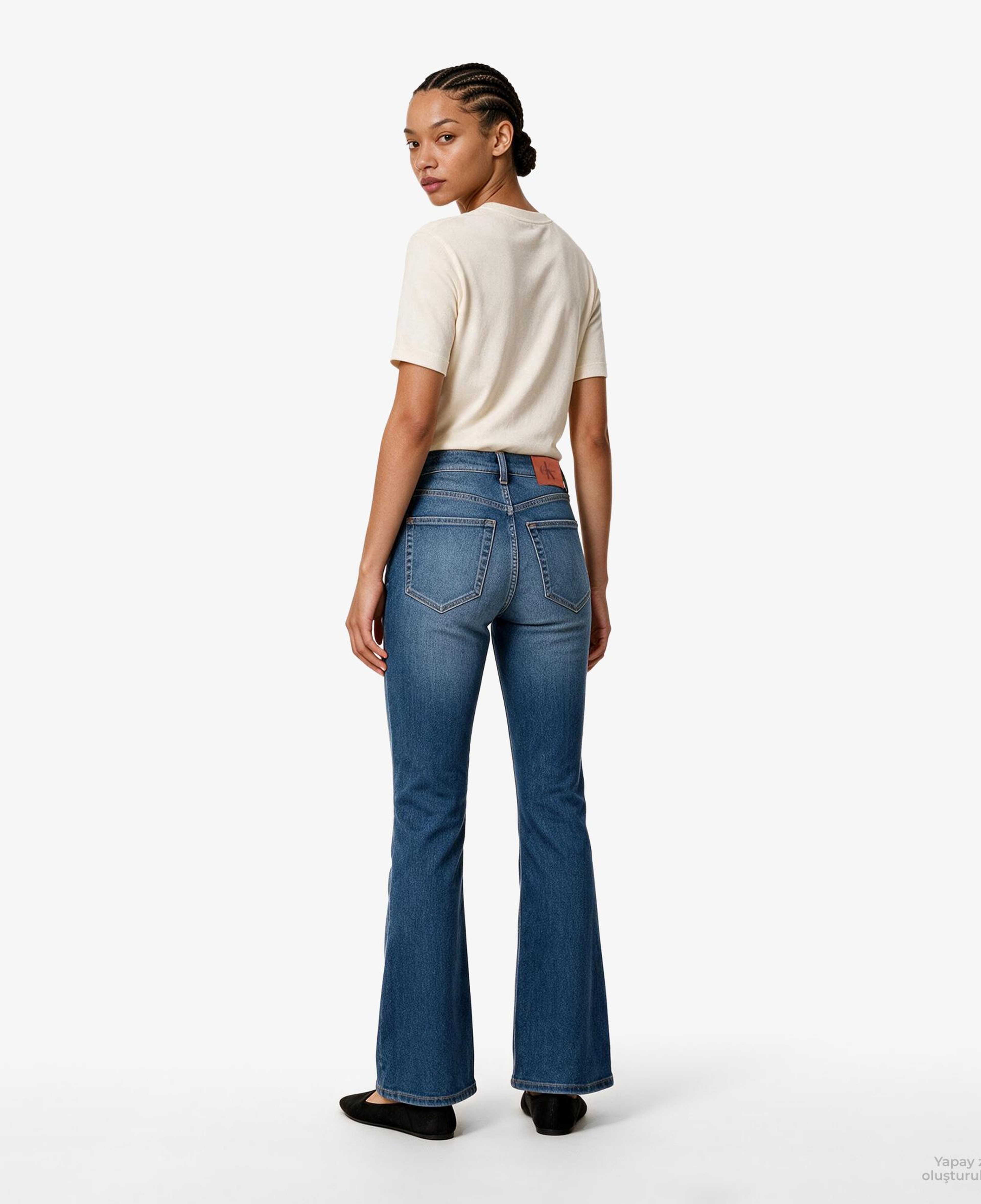 Calvin Klein High Rise Flare Midtown Blue Kadın Mavi Jean