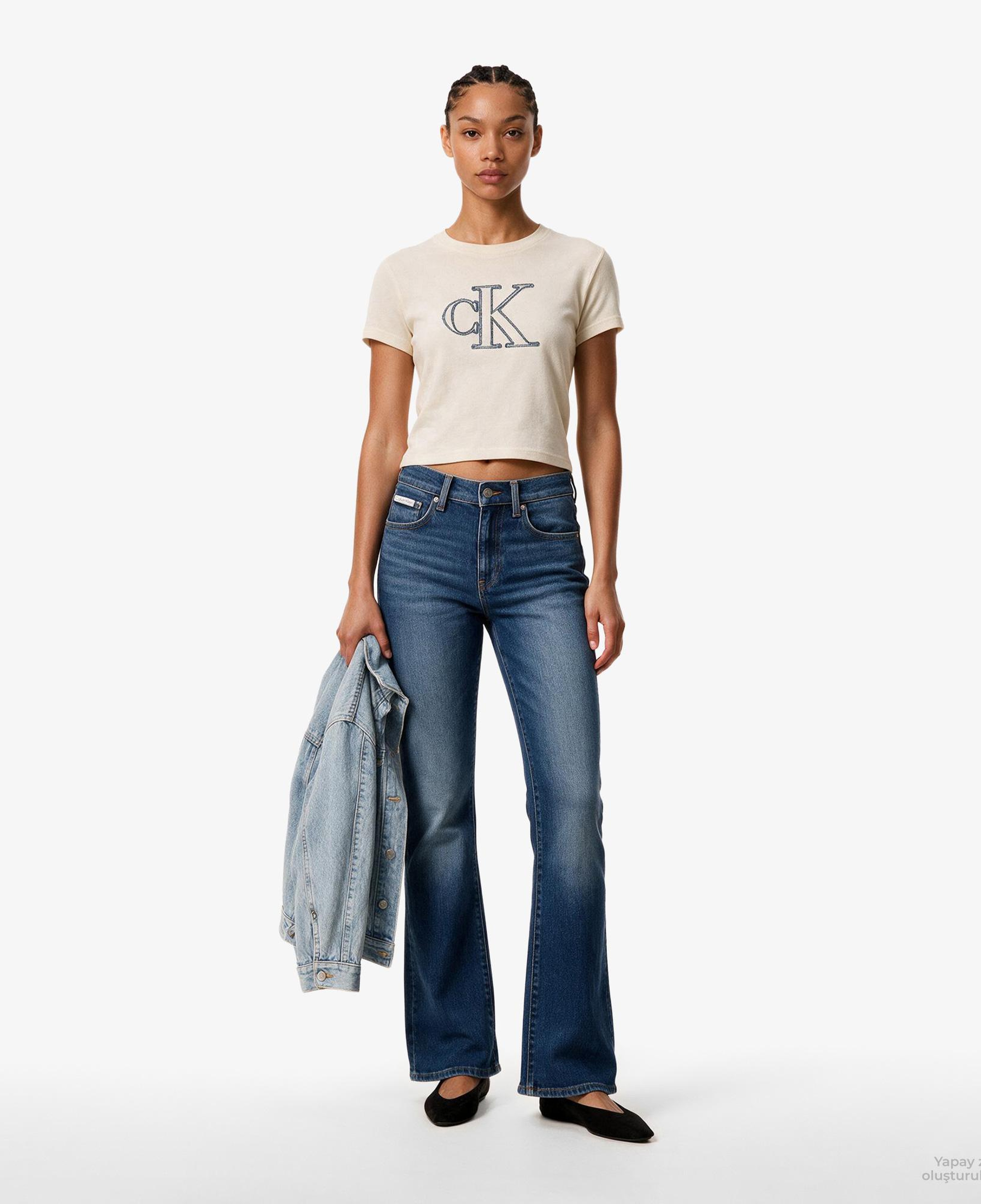 Calvin Klein High Rise Flare Midtown Blue Kadın Mavi Jean
